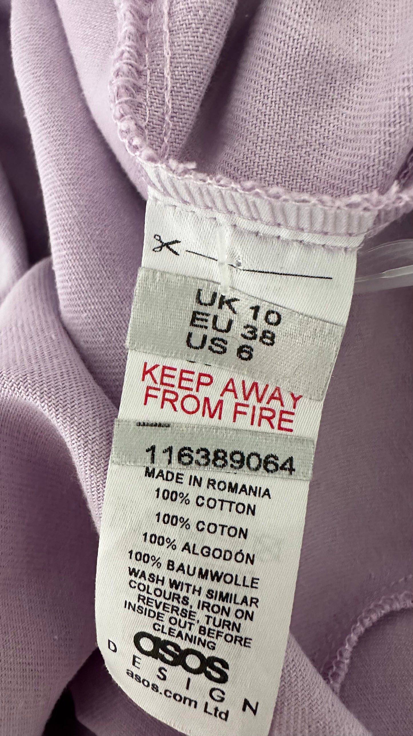 ASOS lilac cotton jumpsuit playsuit boilersuit flared small UK 10 vgc