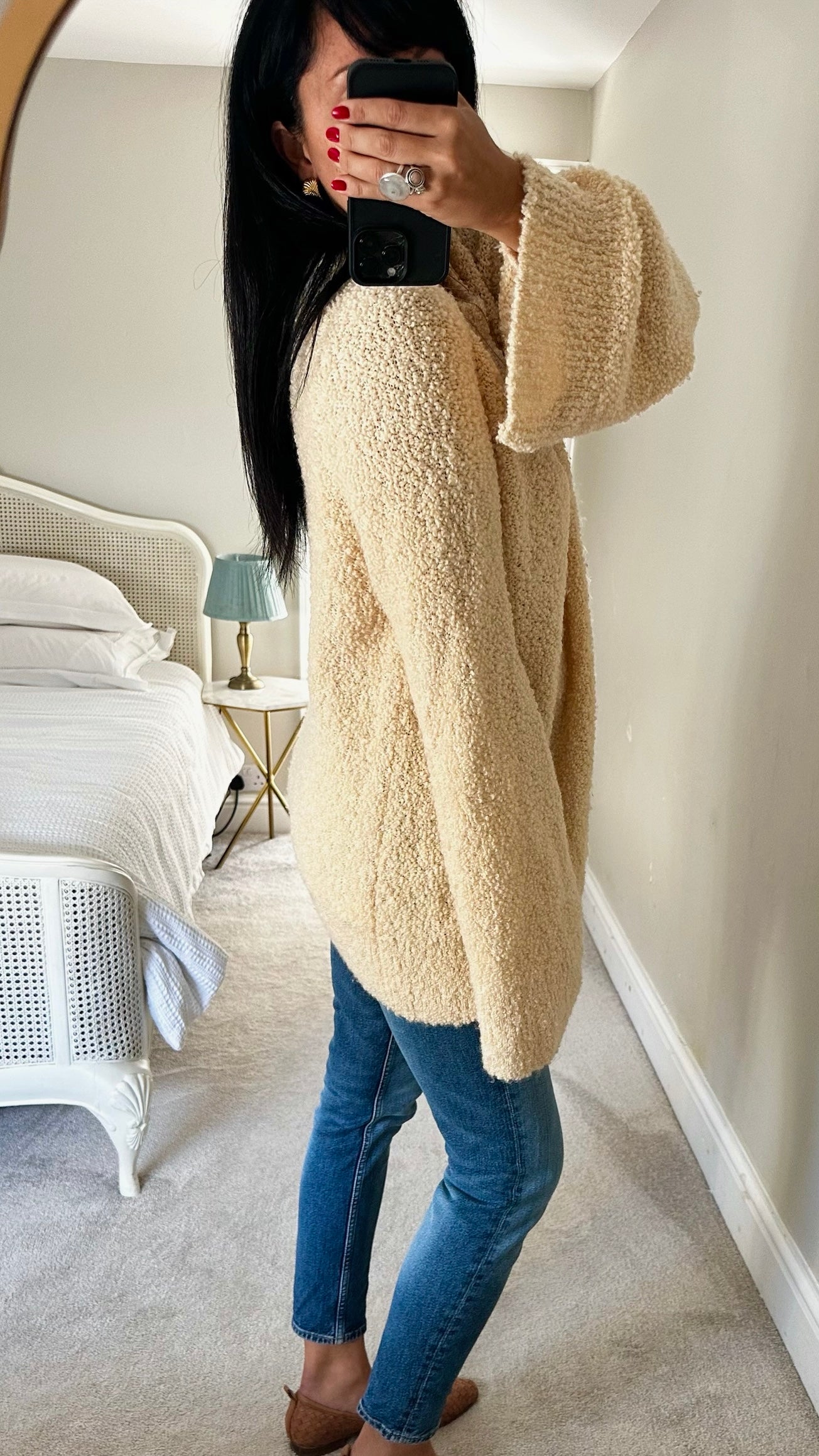 Arket butter yellow cream knitted wool blend oversized jumper extra large UK 14 vgc