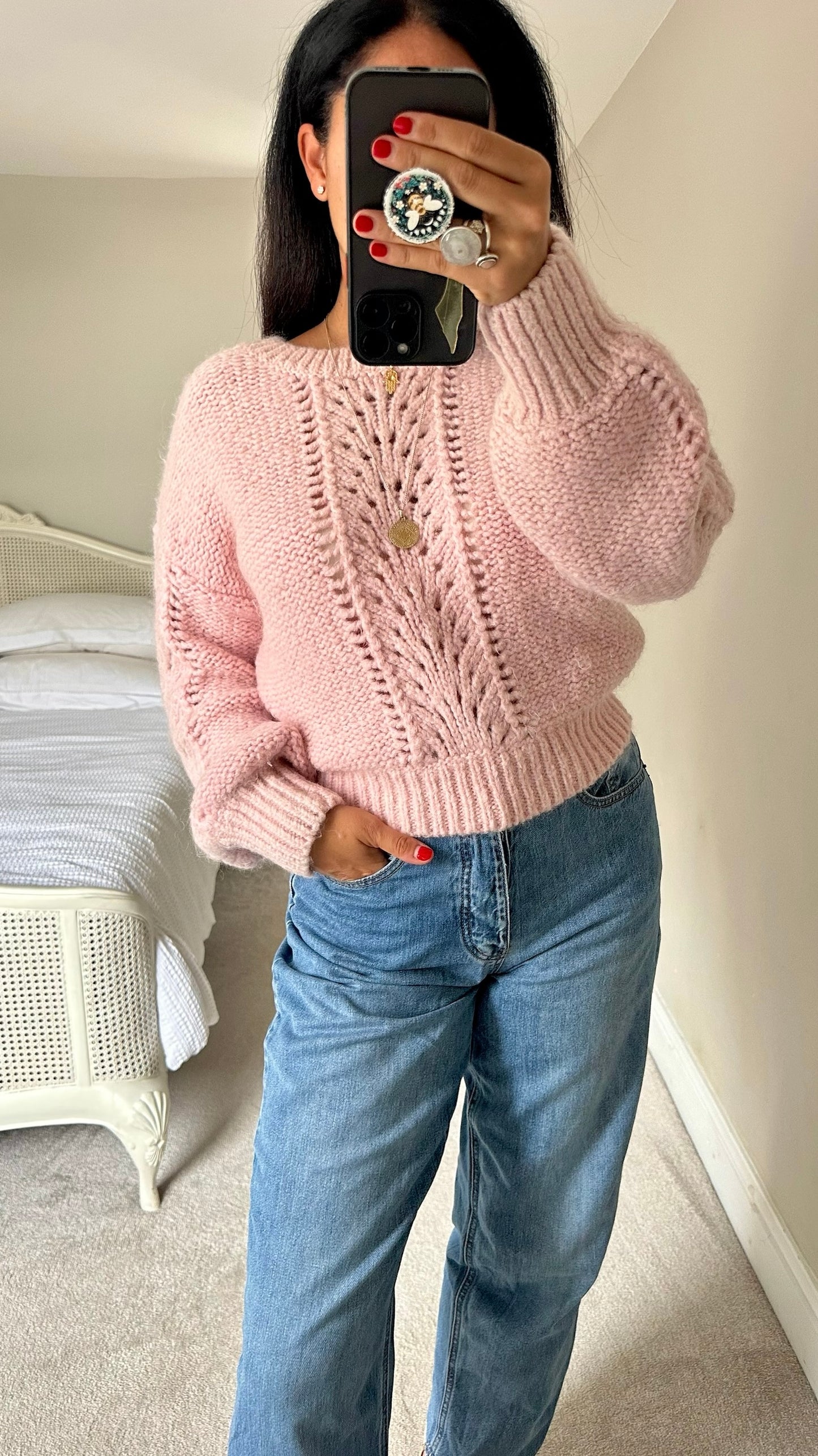& other stories rose pink knitted wool mohair blend jumper small UK 8-10 vgc w25