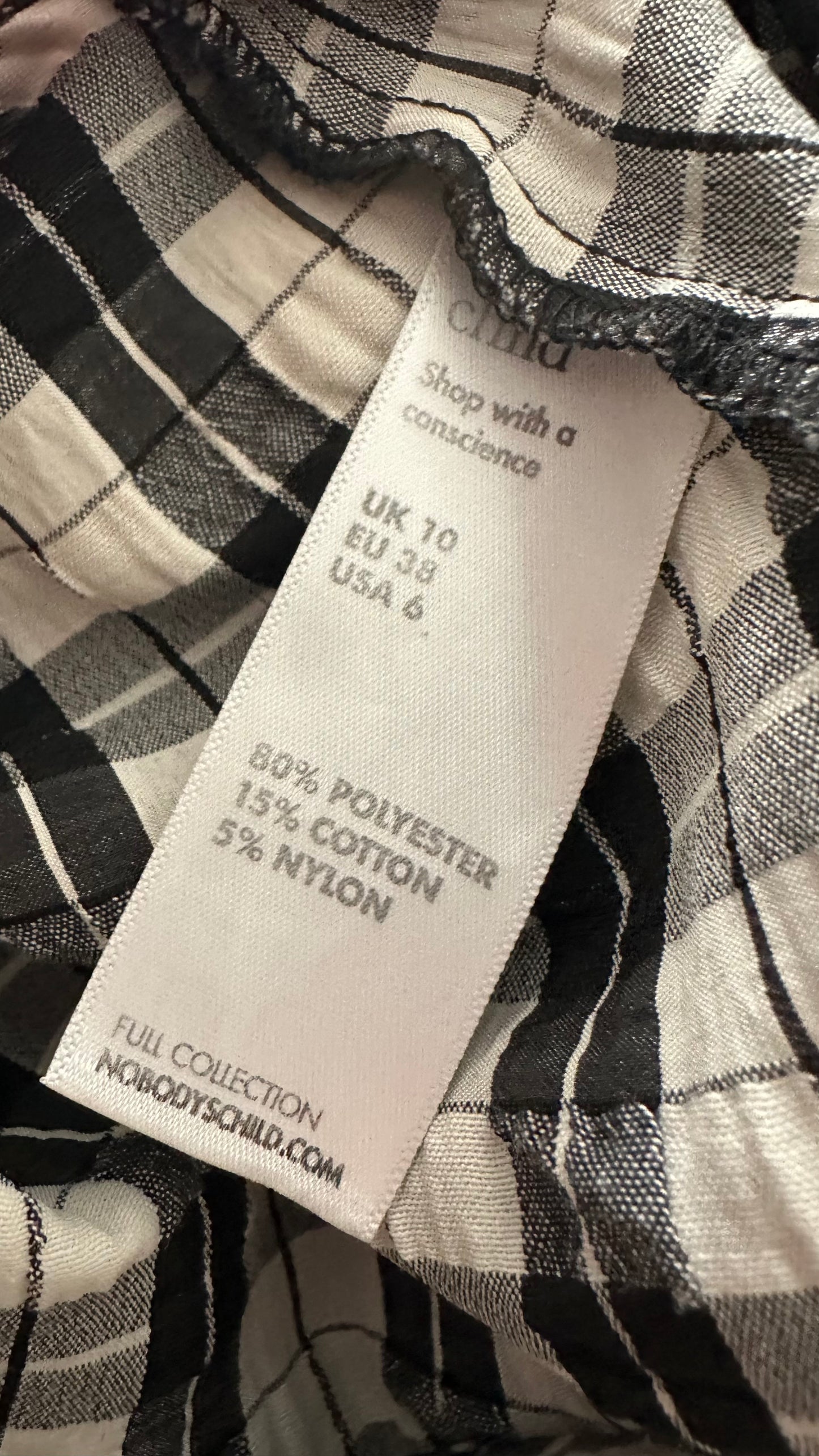 Nobody’s Child black white gingham check backless midi dress medium UK 10 vgc