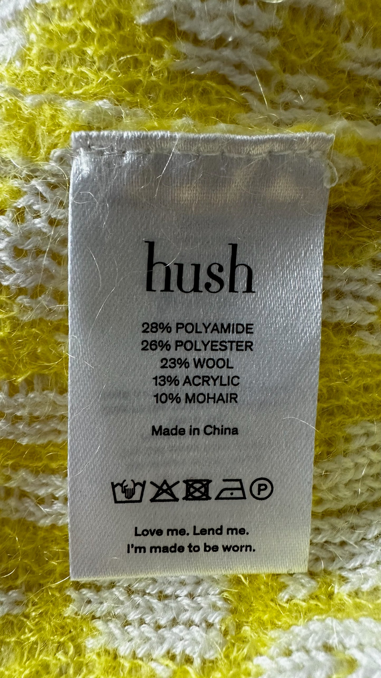 Hush white yellow knitted mohair blend jumper extra small UK 6-8 vgc