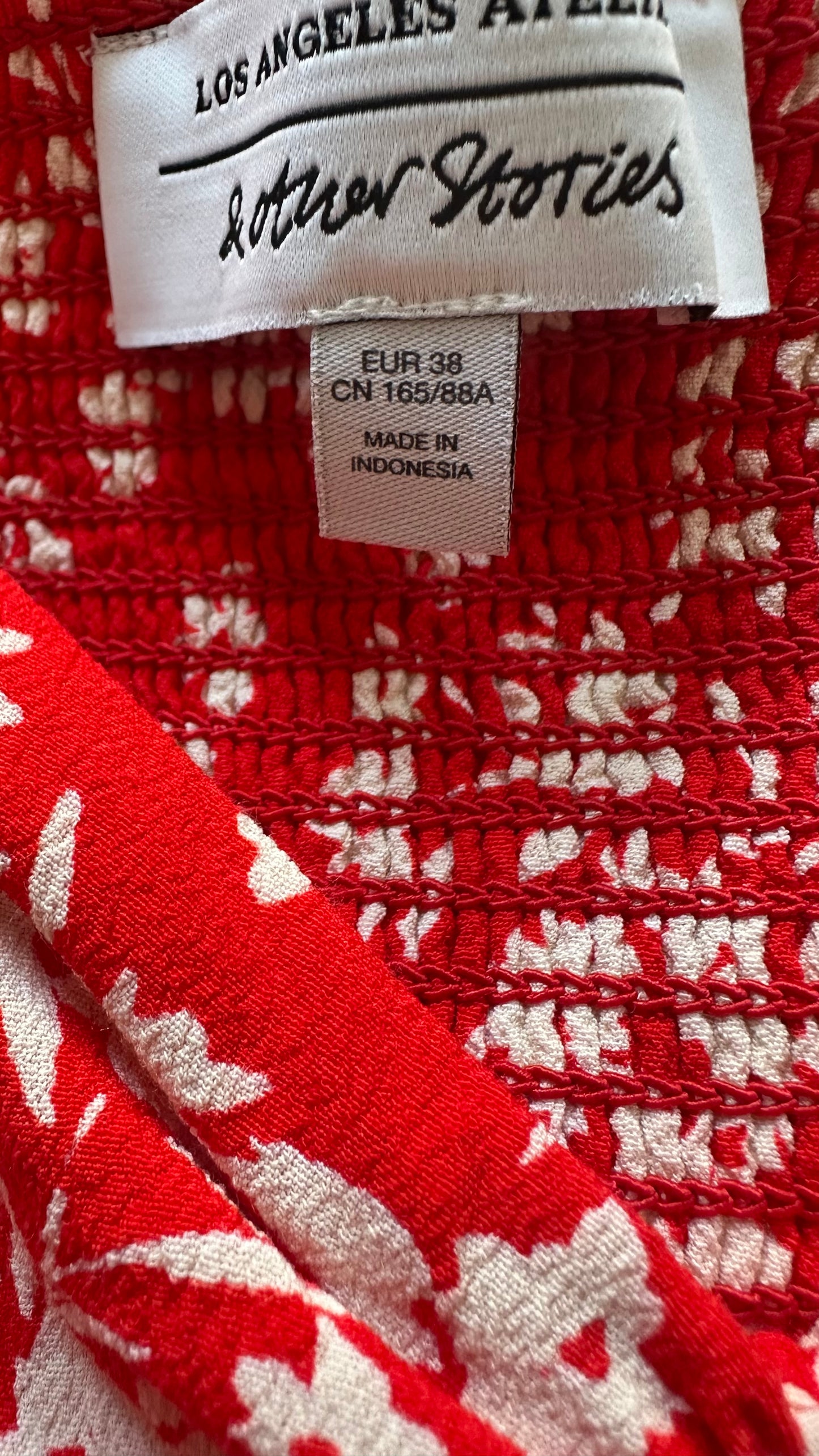 & other stories red white side split midi event dress medium UK 10 vgc