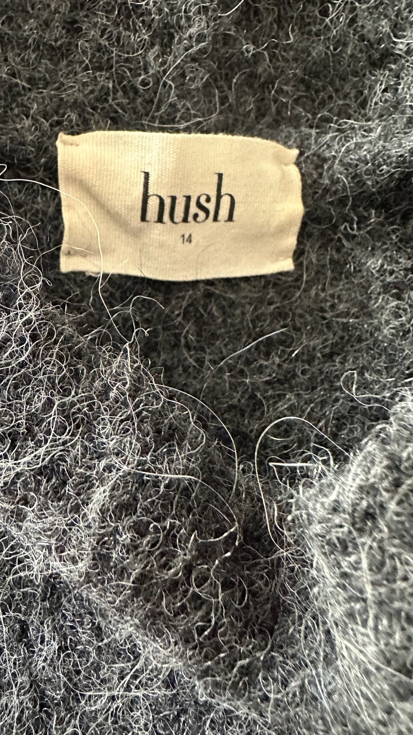 Hush grey charcoal alpaca wool knitted jumper dress extra large UK 14 vgc w25