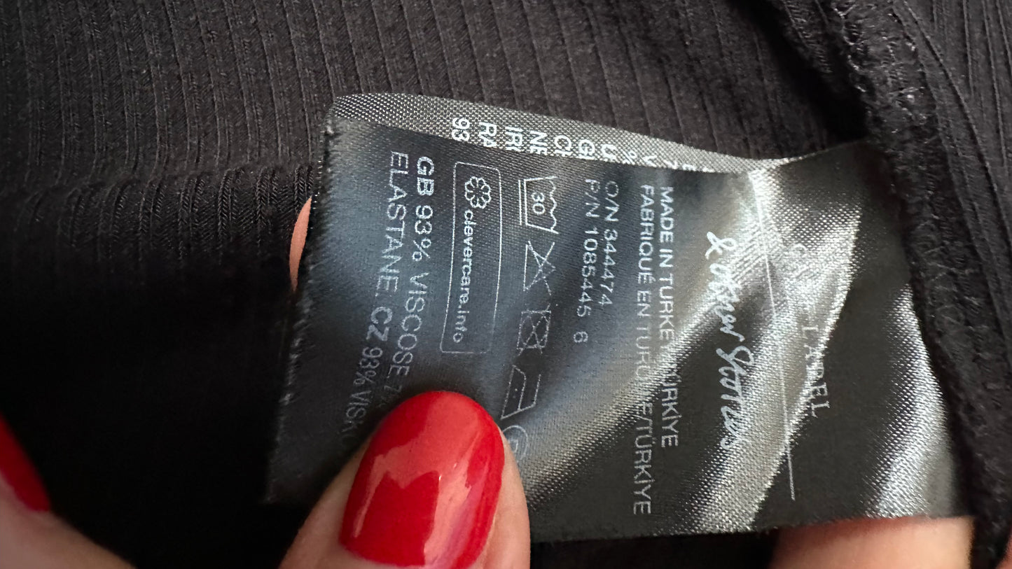 & other stories black ribbed midi faux wrap dress medium UK 12-14 vgc