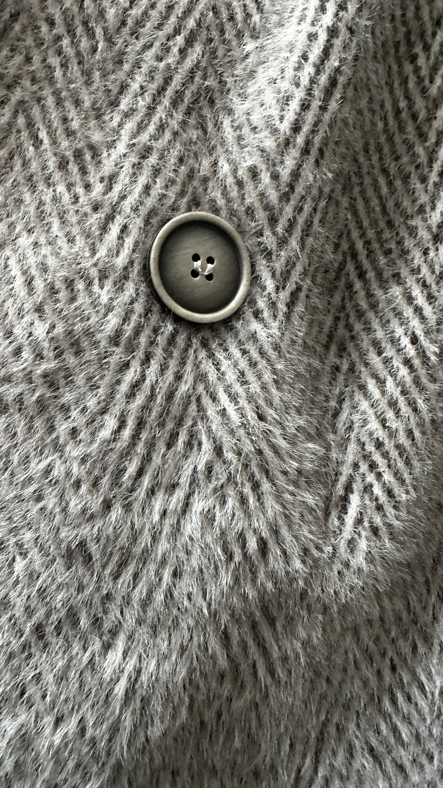 Nicole Farhi grey white herringbone wool blend coatigan coat jacket extra large UK 14 vgc