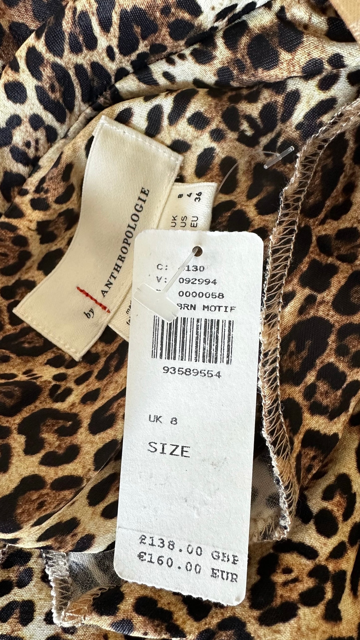 Anthropologie leopard print long maxi event dress UK 8 vgc