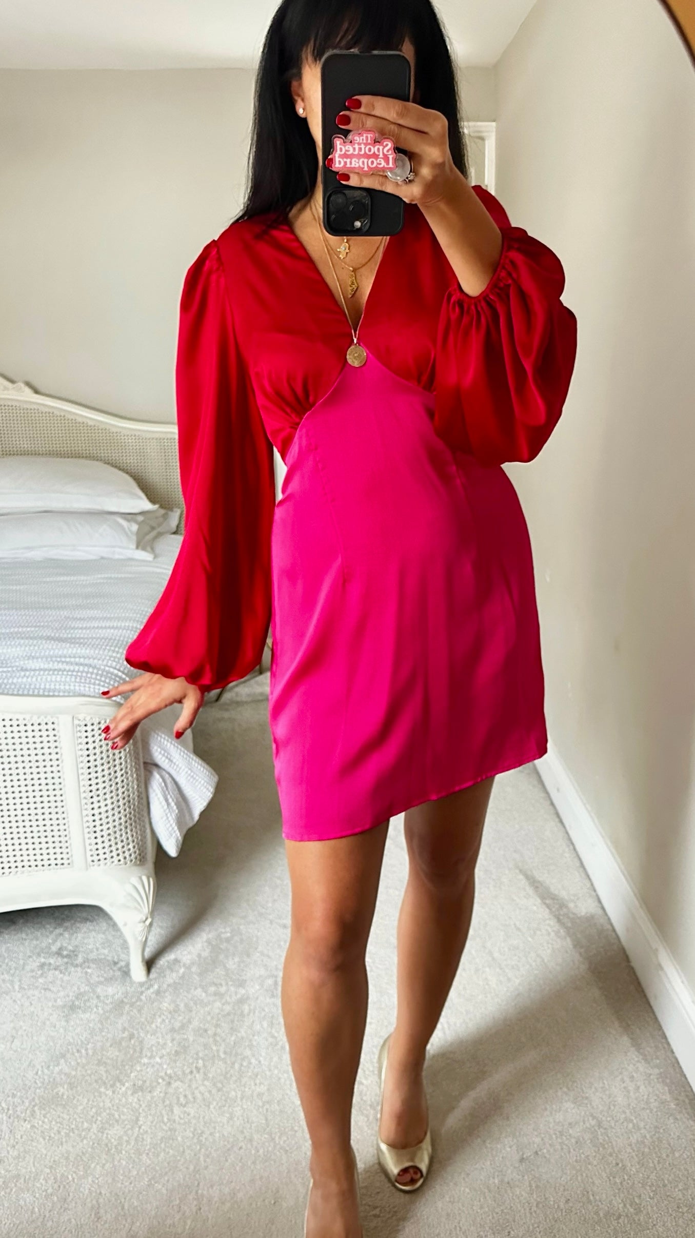 Never Fully Dressed red pink mini party christmas dress extra large UK 14 vgc
