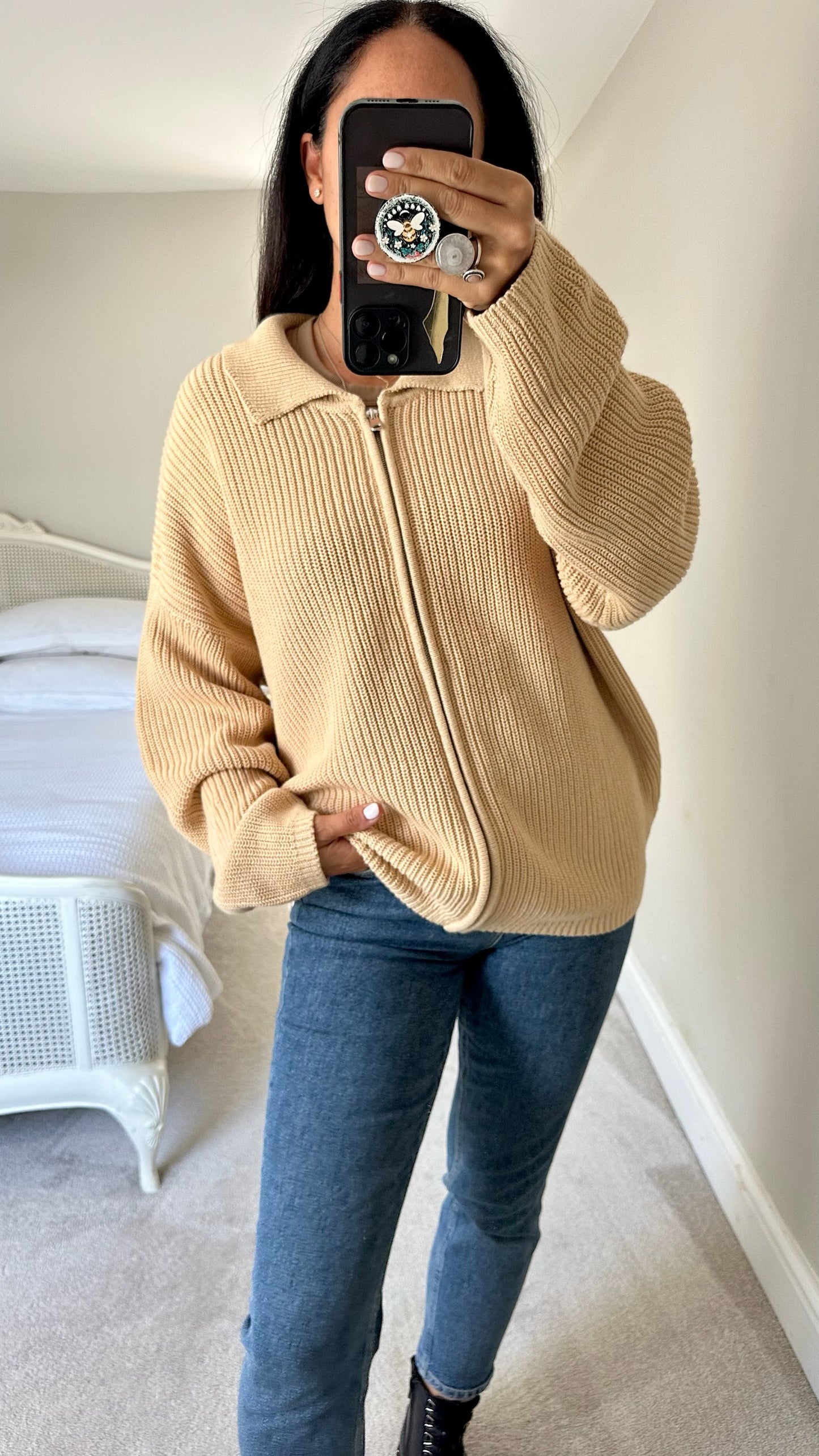 Nobody’s child cream knitted jumper cardigan large UK 12-14 vgc w25