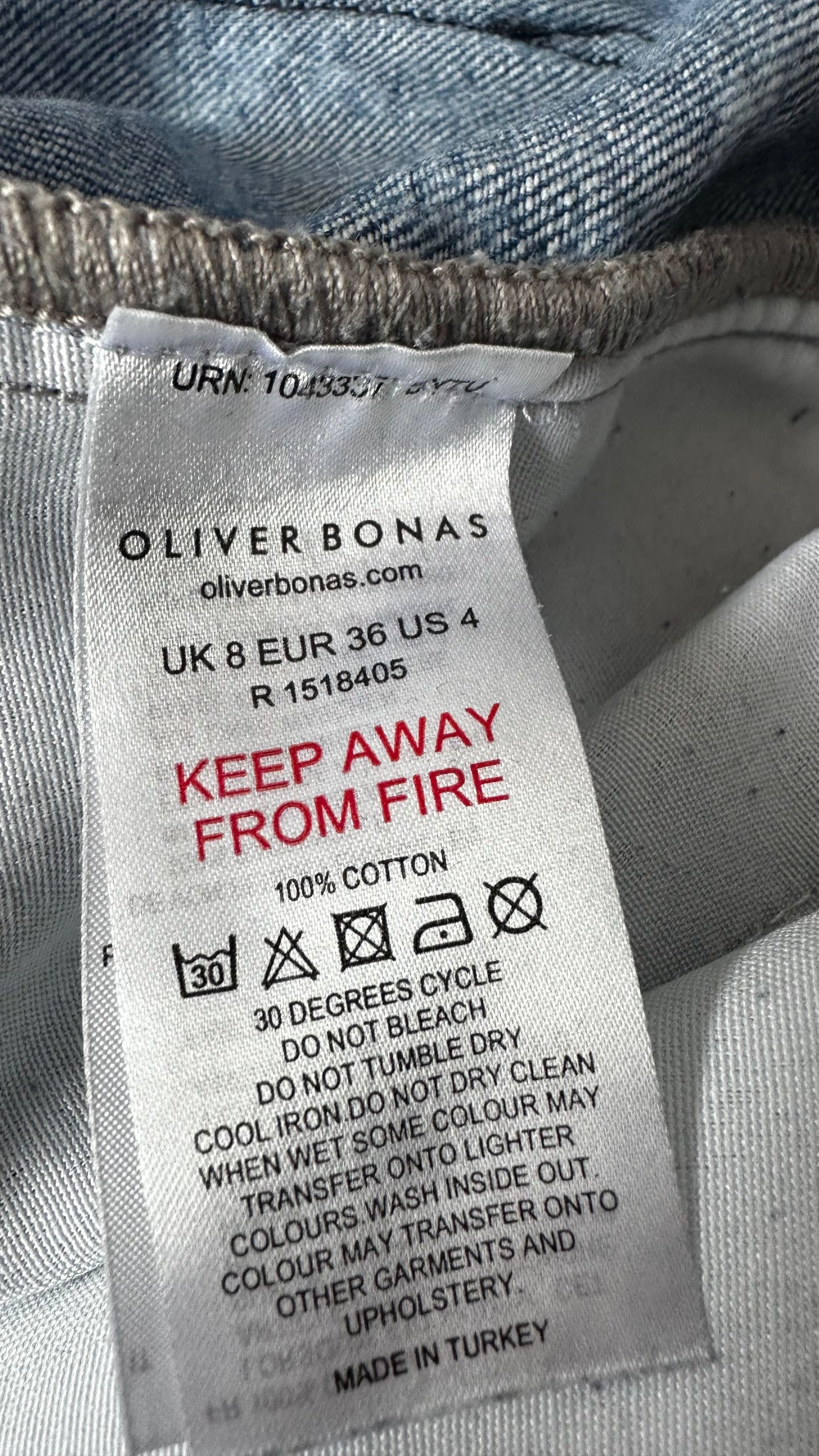 Oliver Bonas blue denim jeans boilersuit jumpsuit floral small UK 8 vgc