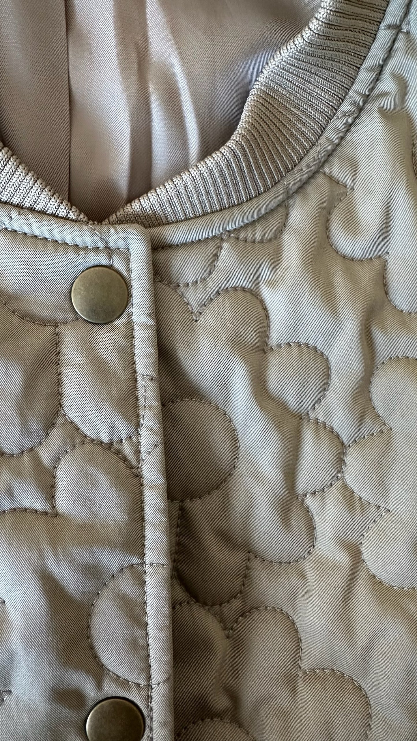 & other stories khaki beige quilted floral coat jacket extra large UK 14 vgc w25