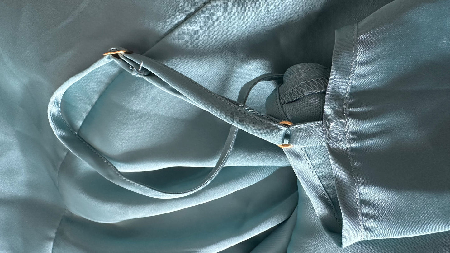 Stine Goya turquoise metallic shimmer tiered mini event dress medium UK 12 vgc
