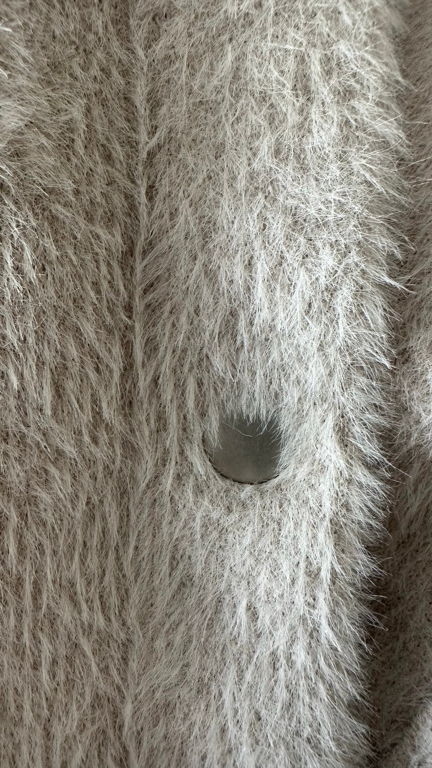 Yaya women stone beige fluffy button up shacket small medium SM UK 8-10