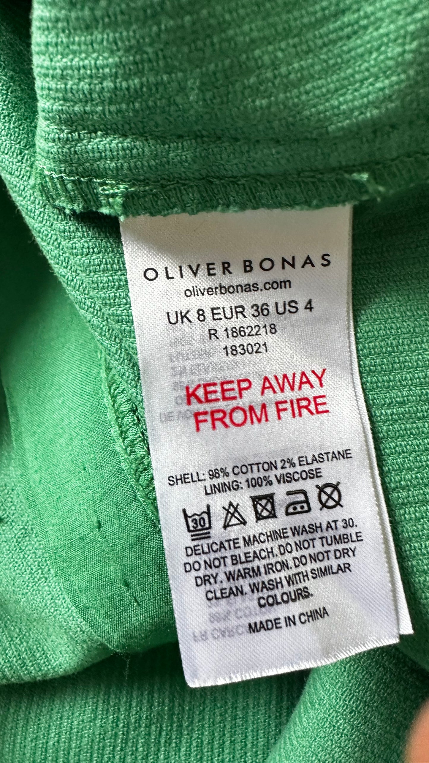 Oliver Bonas pea green corduroy zip up mink dress small UK 8 vgc