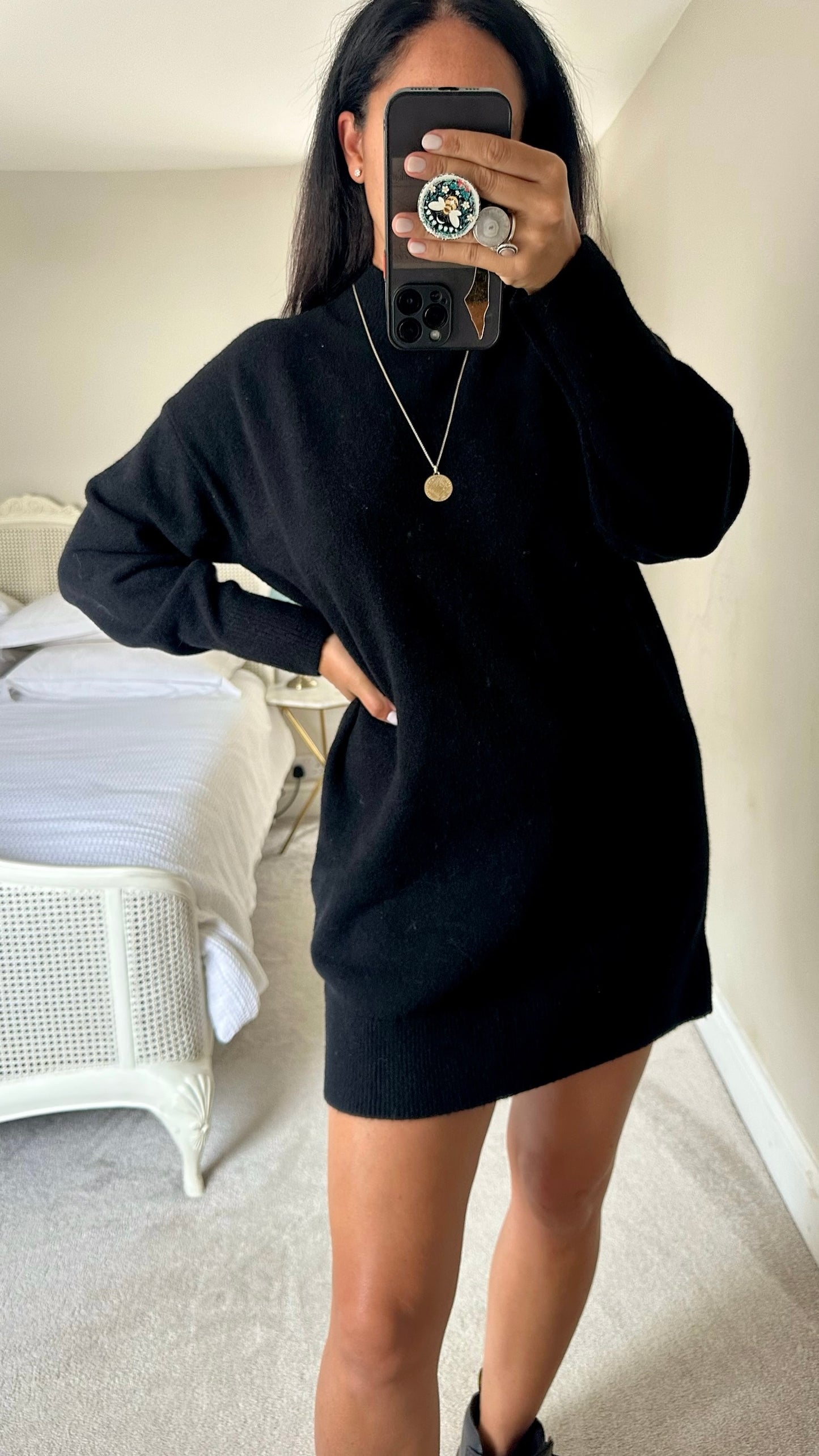 & other stories black knitted jumper dress small UK 8-10 vgc w25