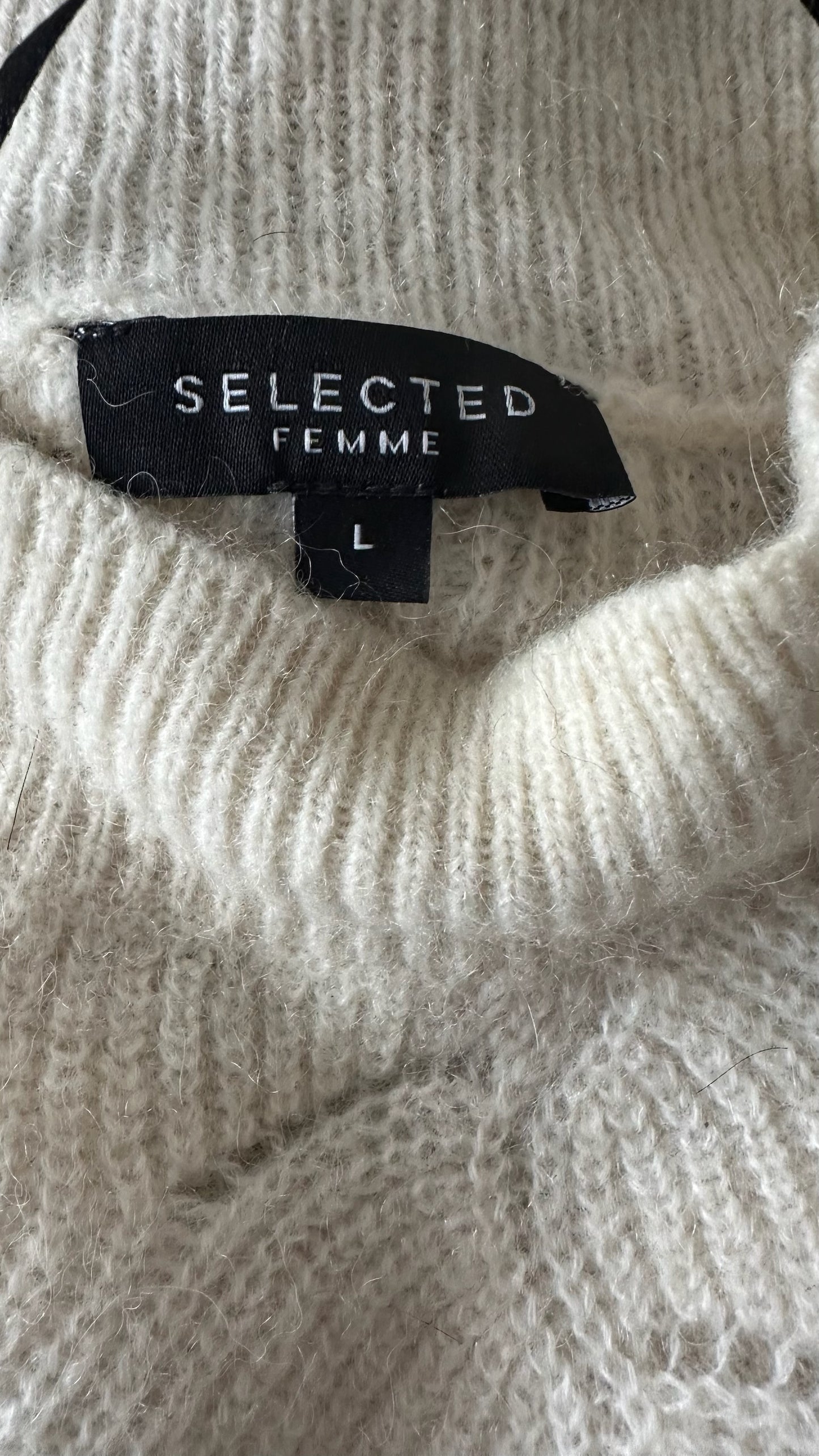 Selected femme cream alpaca blend knitted jumper large UK 12 vgc w25