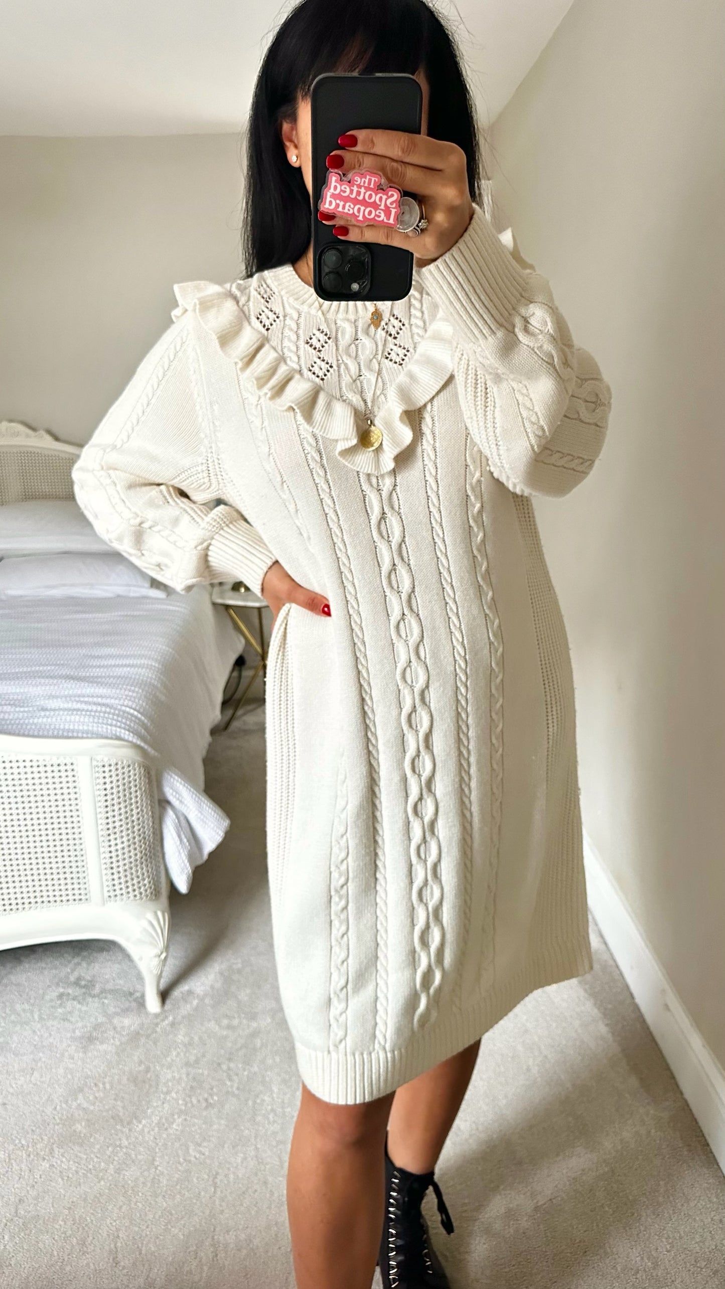 & other stories cream cable knit jumper dress large UK 12 vgc