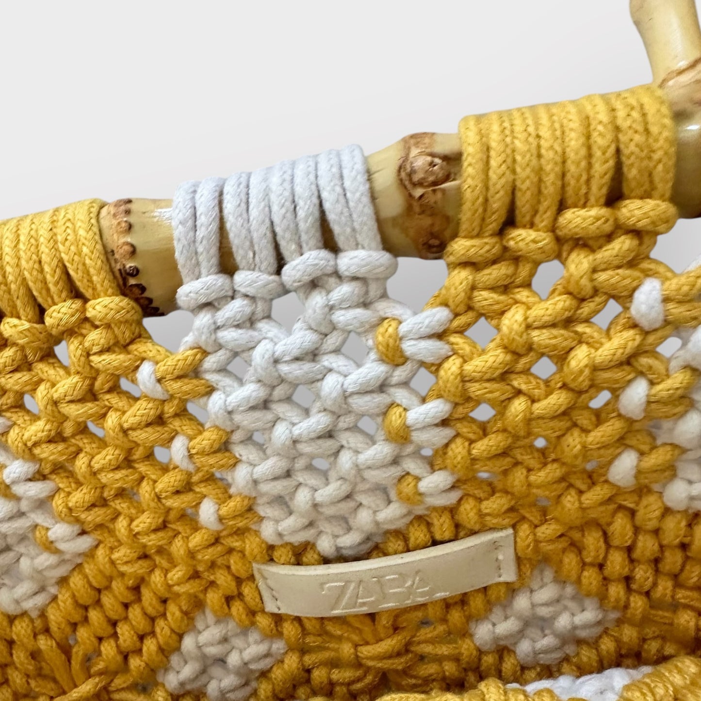 Zara mustard white crochet bag handbag small new UK 8 10 12 14