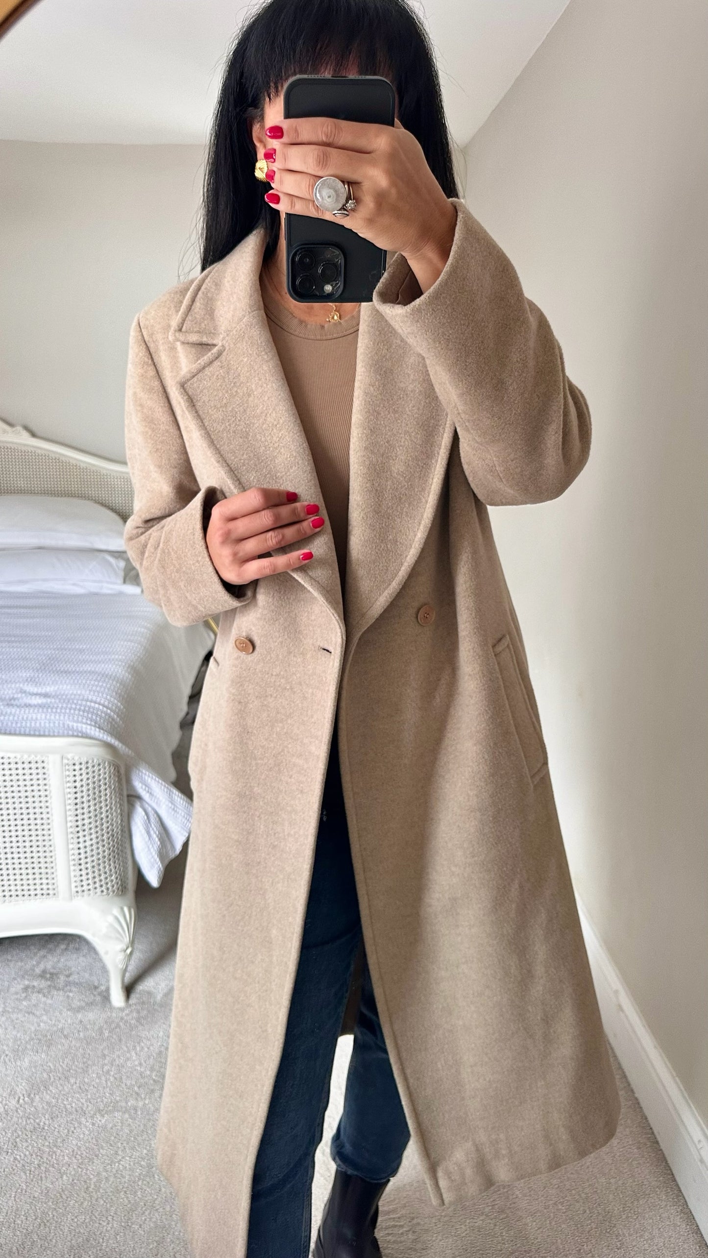 Windsmoor beige angora wool blend vintage coat extra large UK 14 vgc