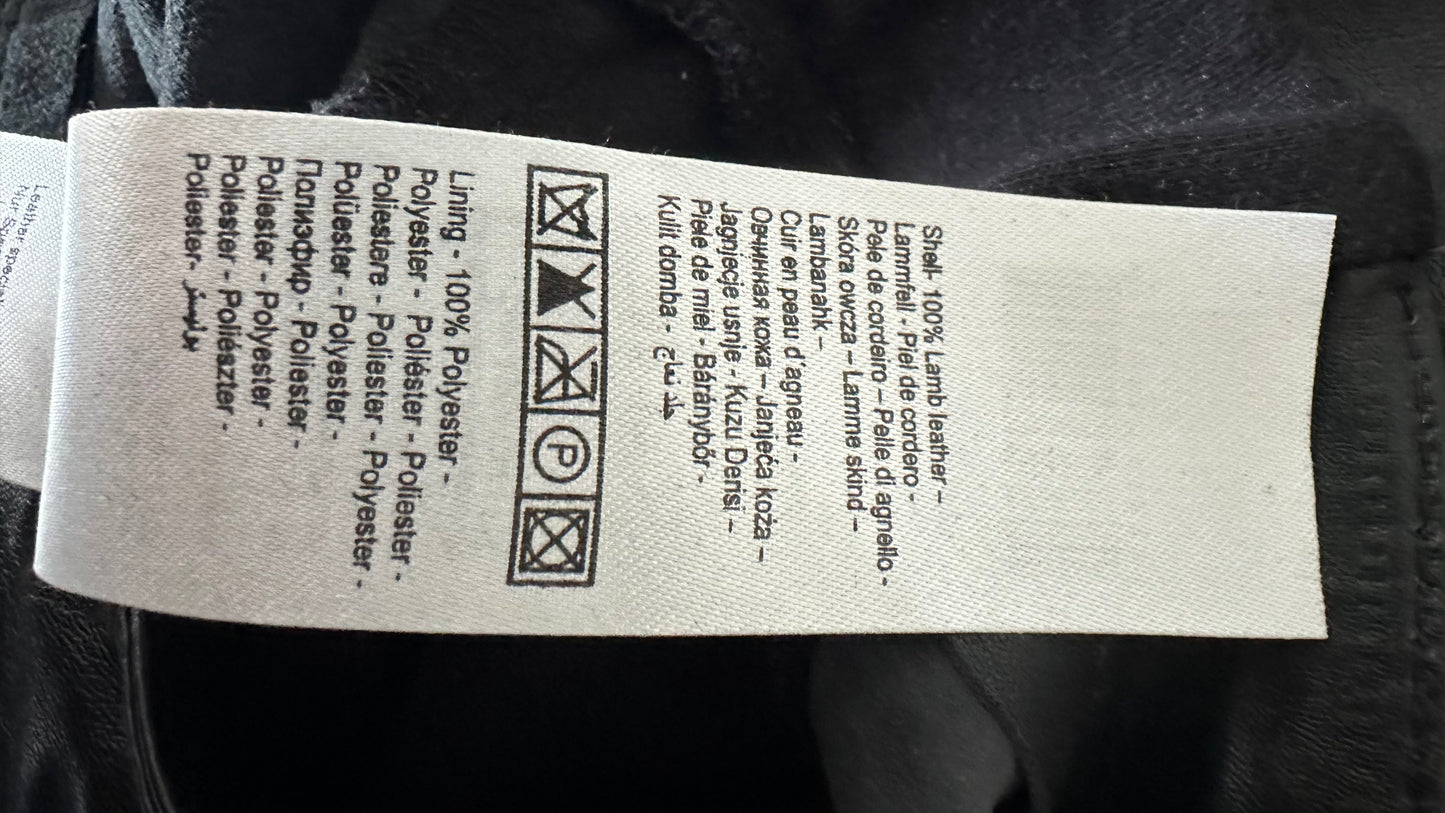Selected Femme black lambs leather stretch leggings trousers small UK 8 vgc tall
