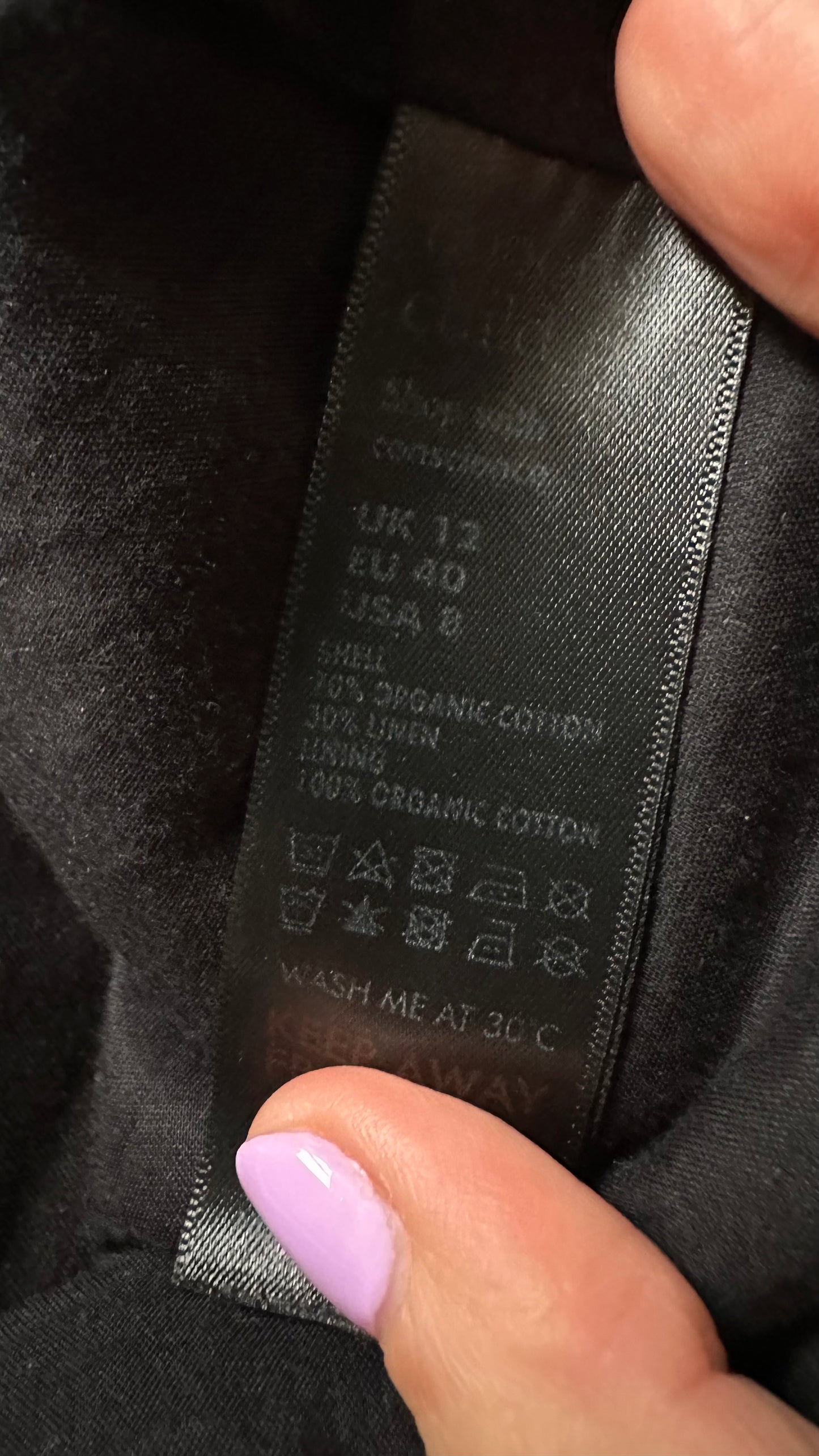 Nobody’s Child black linen cotton blend mini dress medium UK 12 vgc