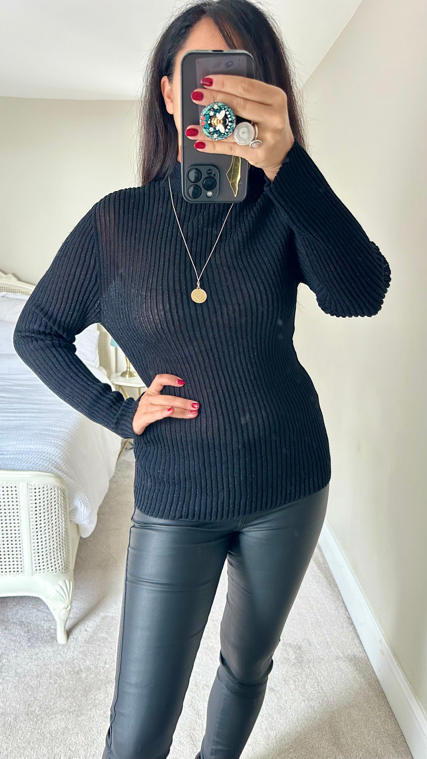 & other stories black sparkle roll neck large UK 12-14 vgc party