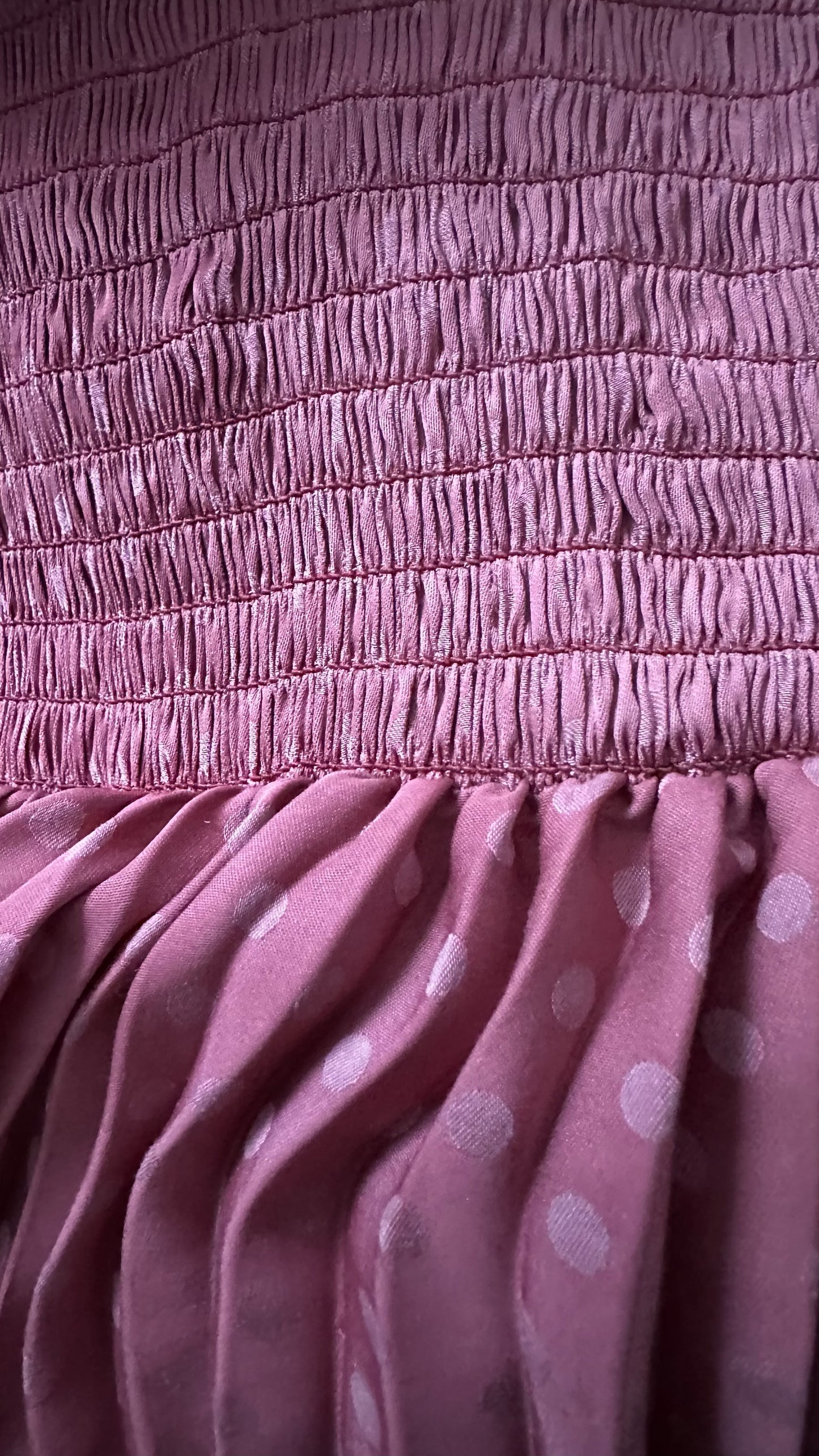Traffic People dusky pink long pleated midi event dress small UK 8-10 vgc