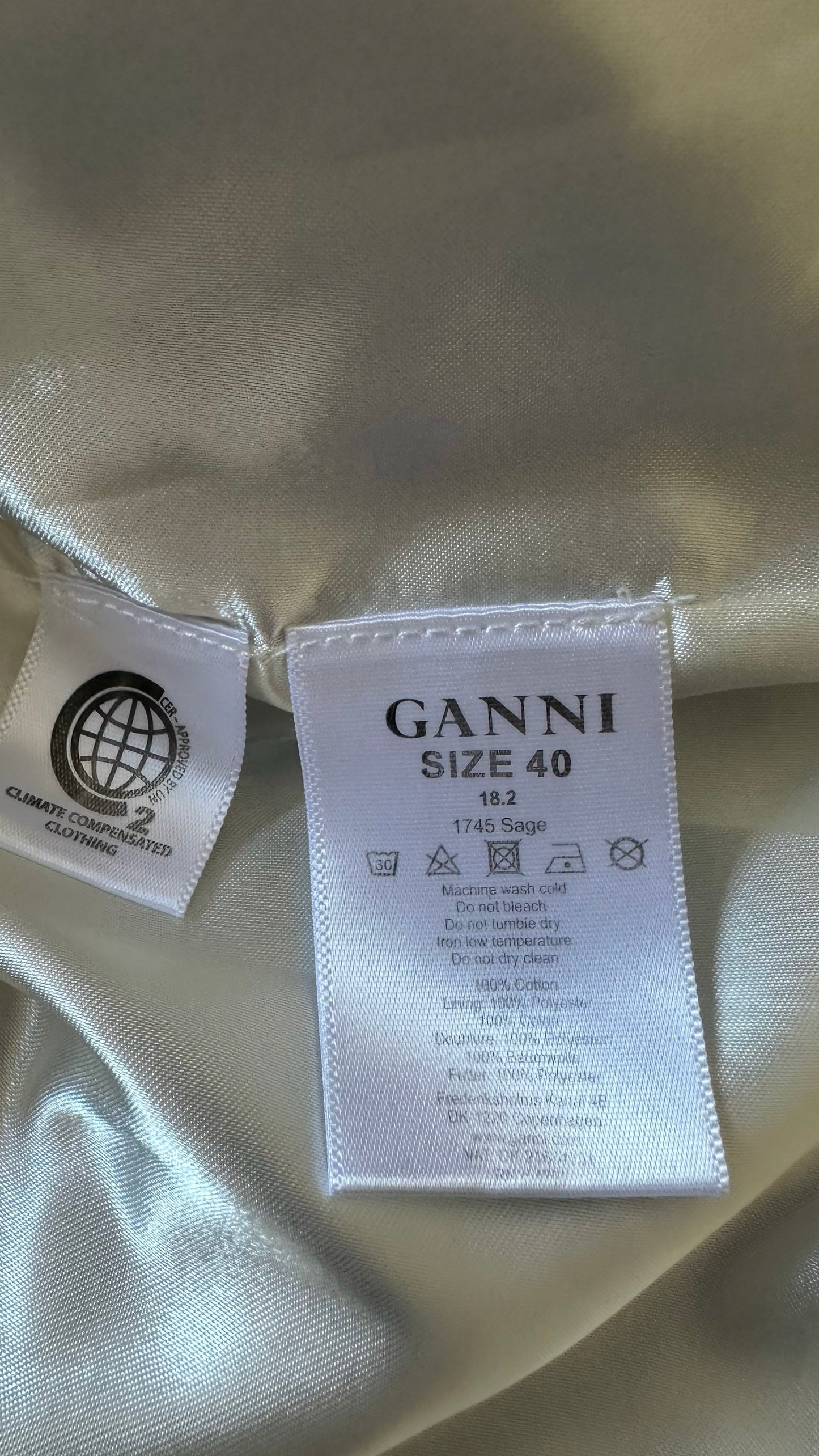 Ganni @ Net a Porter light blue floral patchwork quilted jacket coat large UK 12 vgc w25