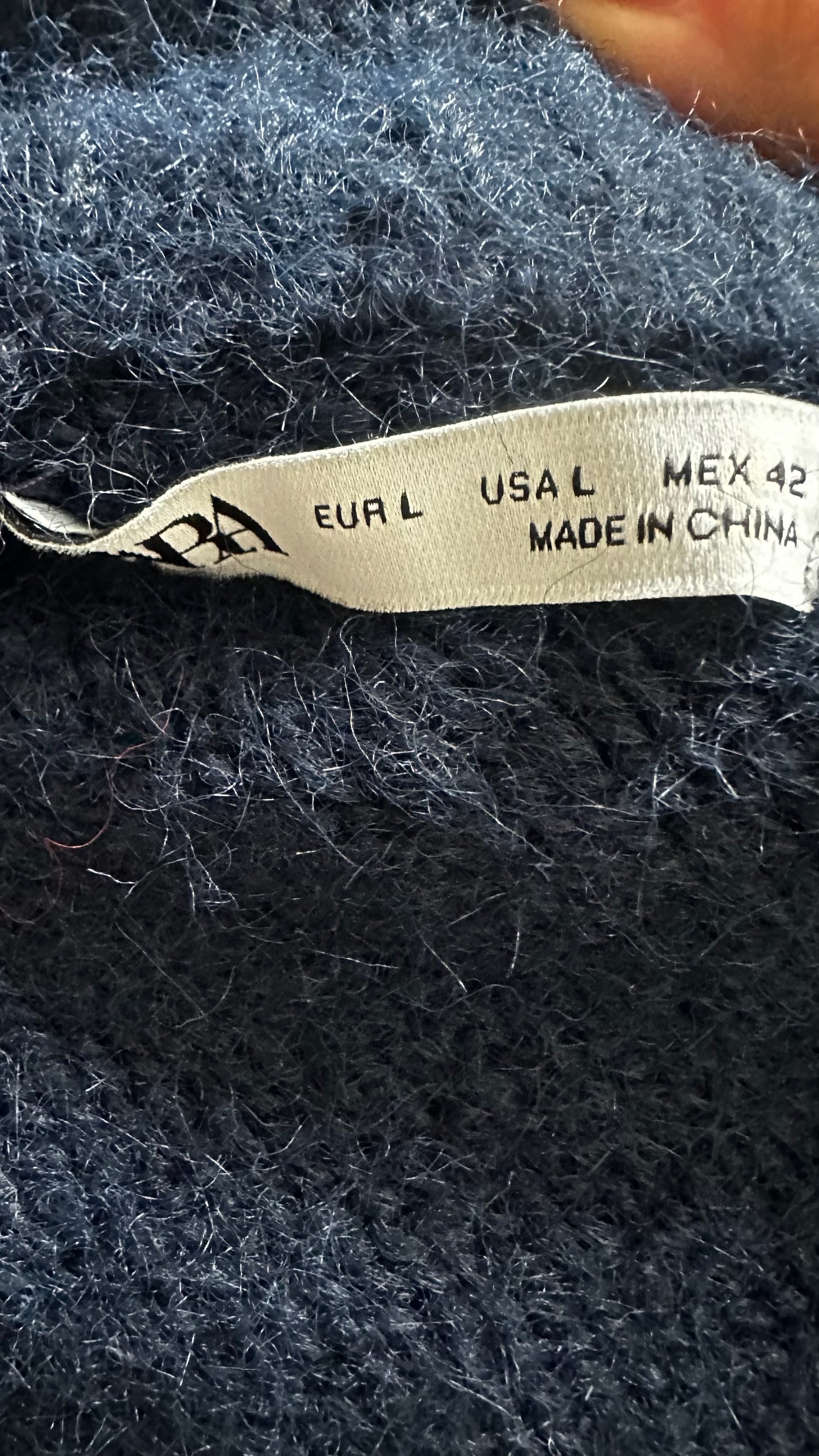 Zara navy blue wool blend oversized knitted jumper medium UK 10-12 vgc
