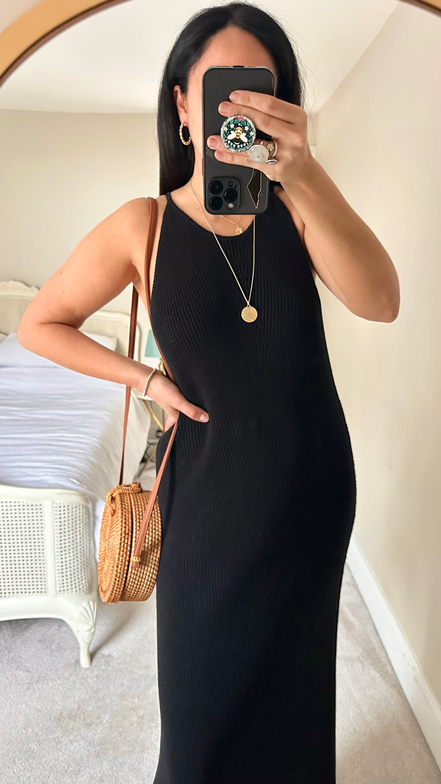 Selected Femme @ Anthropologie black knitted maxi long dress extra large UK 12-14 vgc
