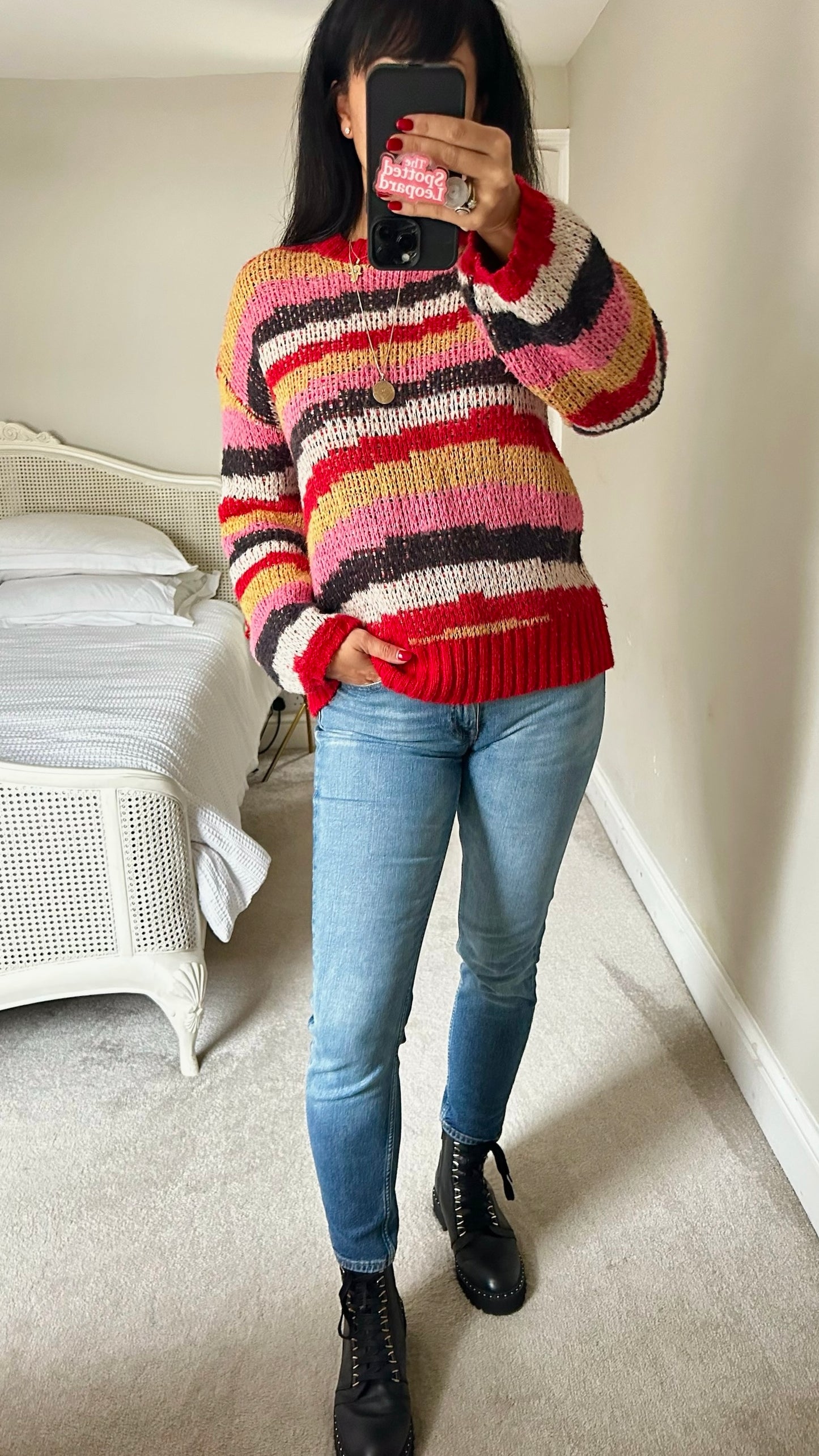Albaray red knitted jumper large UK 12 vgc