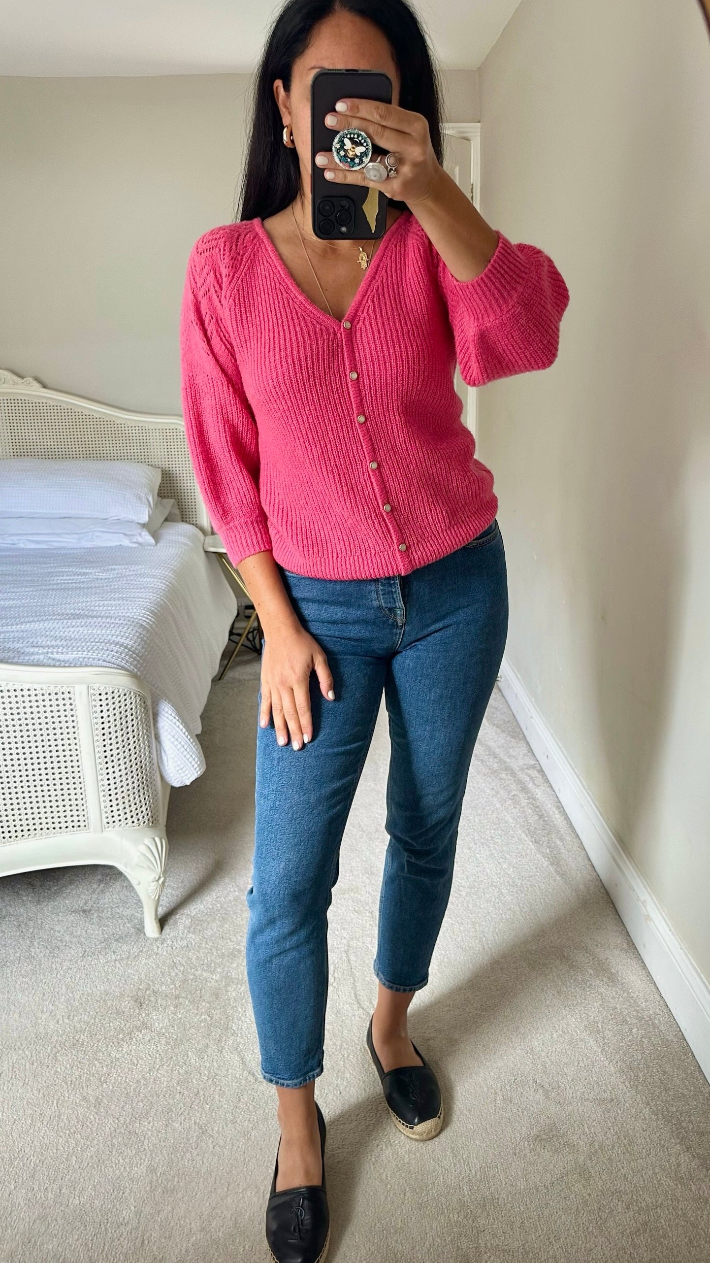 Oliver bonas fuchsia pink alpaca blend jumper extra small small UK 6-8 vgc