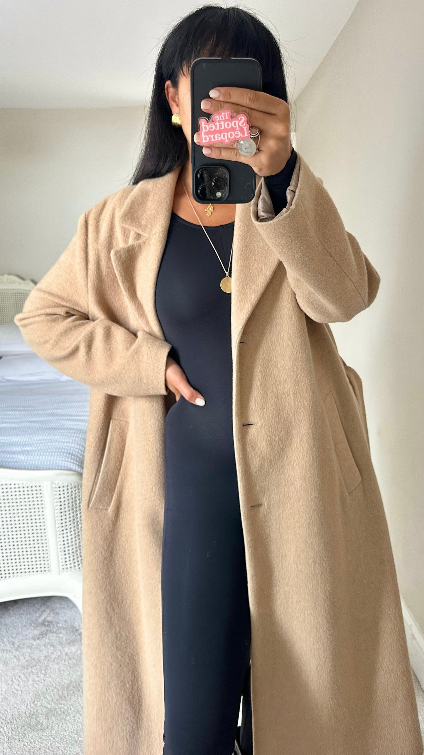 & Other stories beige camel cream wool blend alpaca long coat extra large XL UK 14