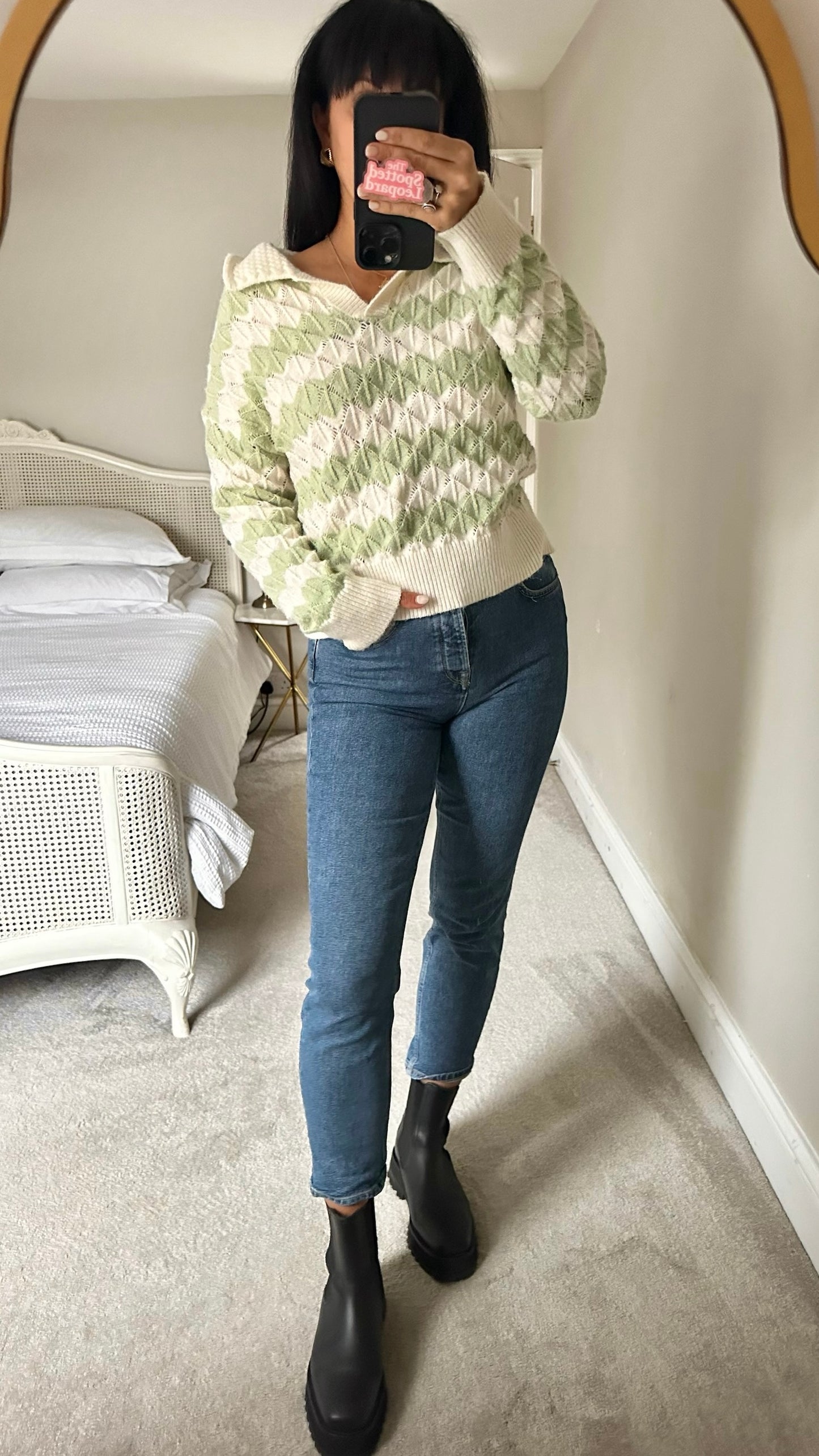 Oasis cream mint green knitted jumper medium M UK 10 excellent used condition