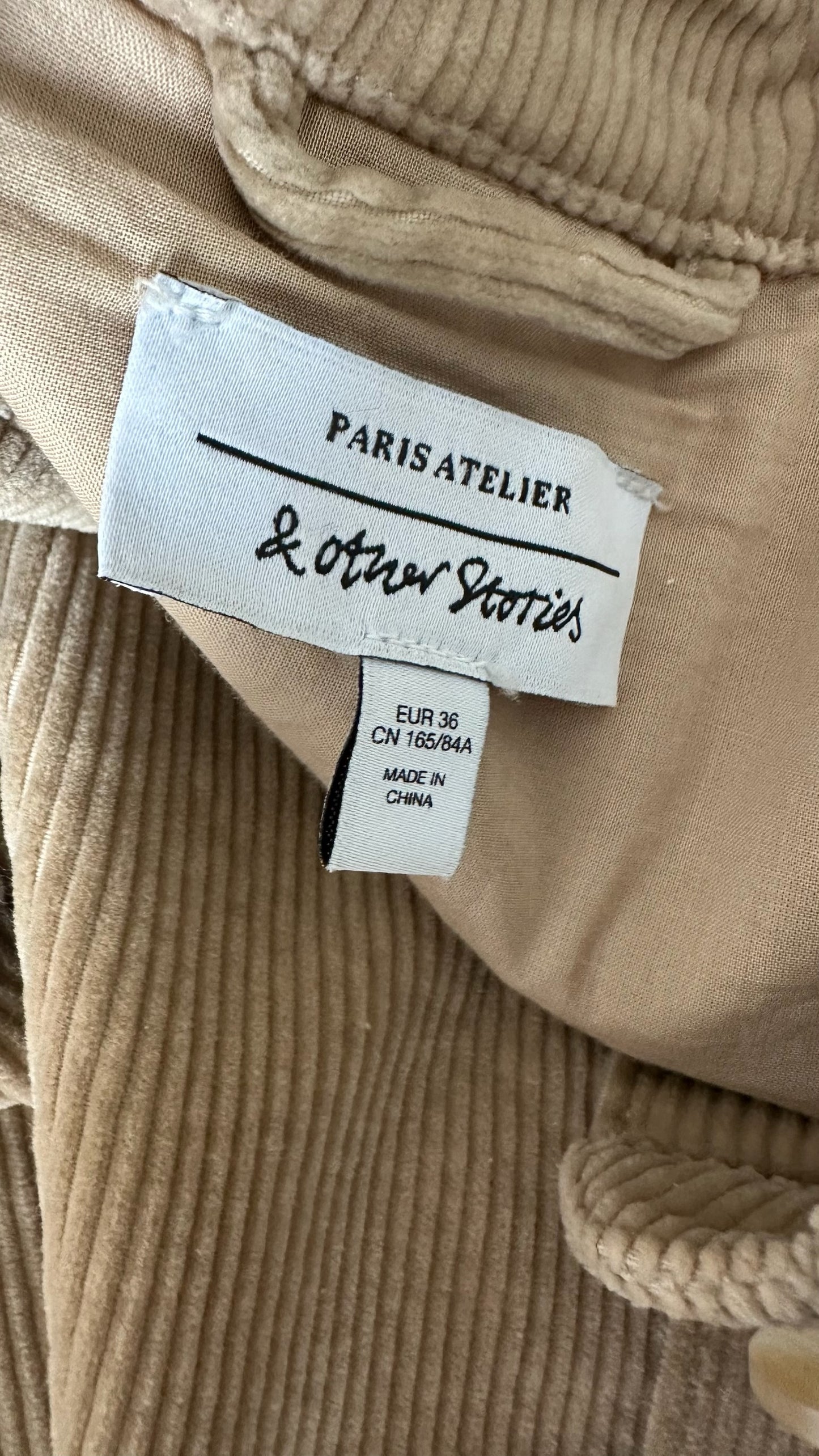 & other stories brown beige corduroy shacket overshirt small UK 8 vgc w25