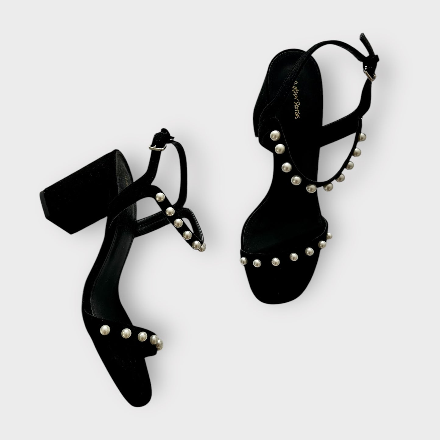 & other stories black pearl studded block heel sandal shoes UK 5 EU 38 new party