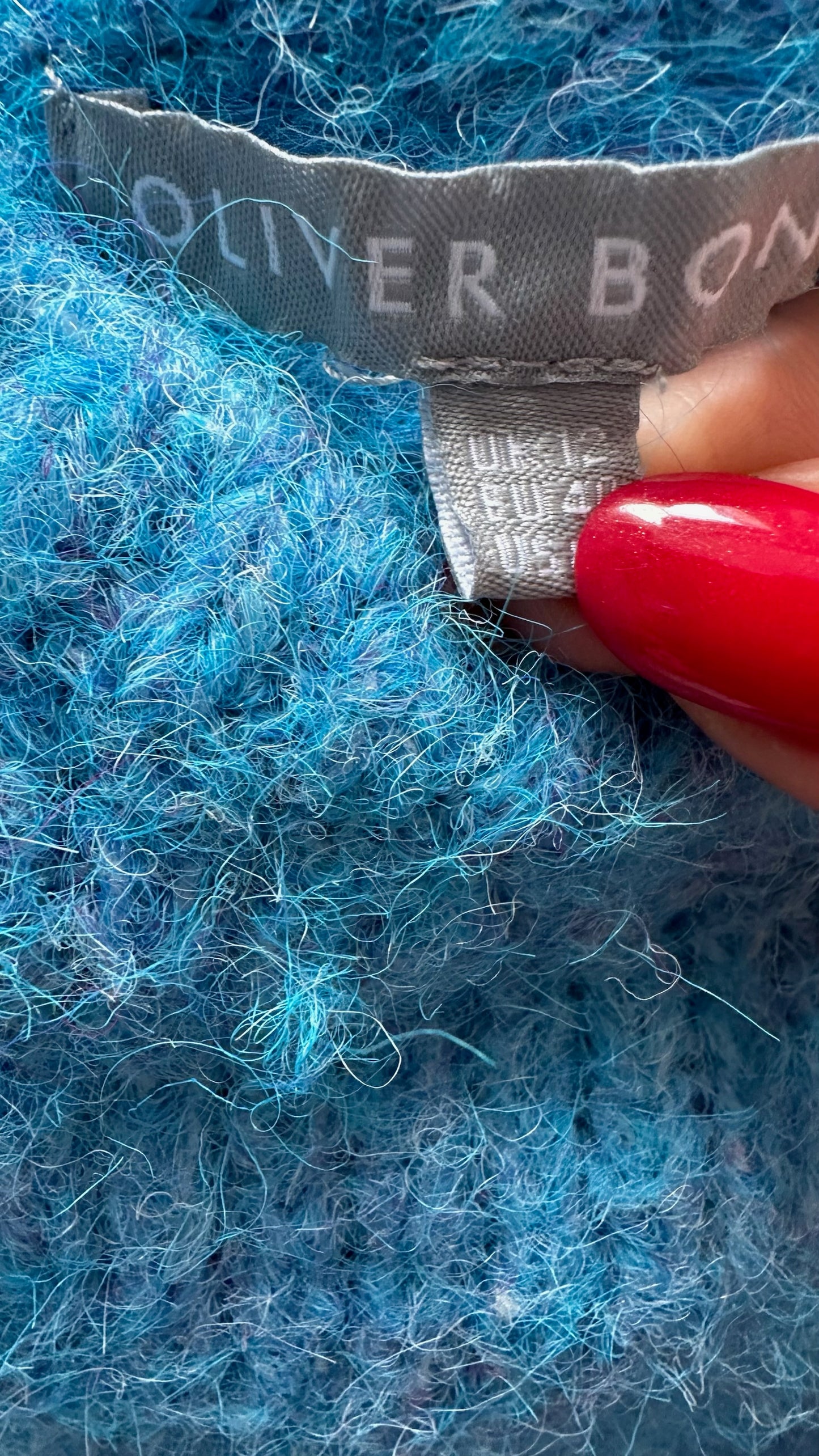 Oliver bonas vibrant blue wool blend knitted jumper UK 12 vgc