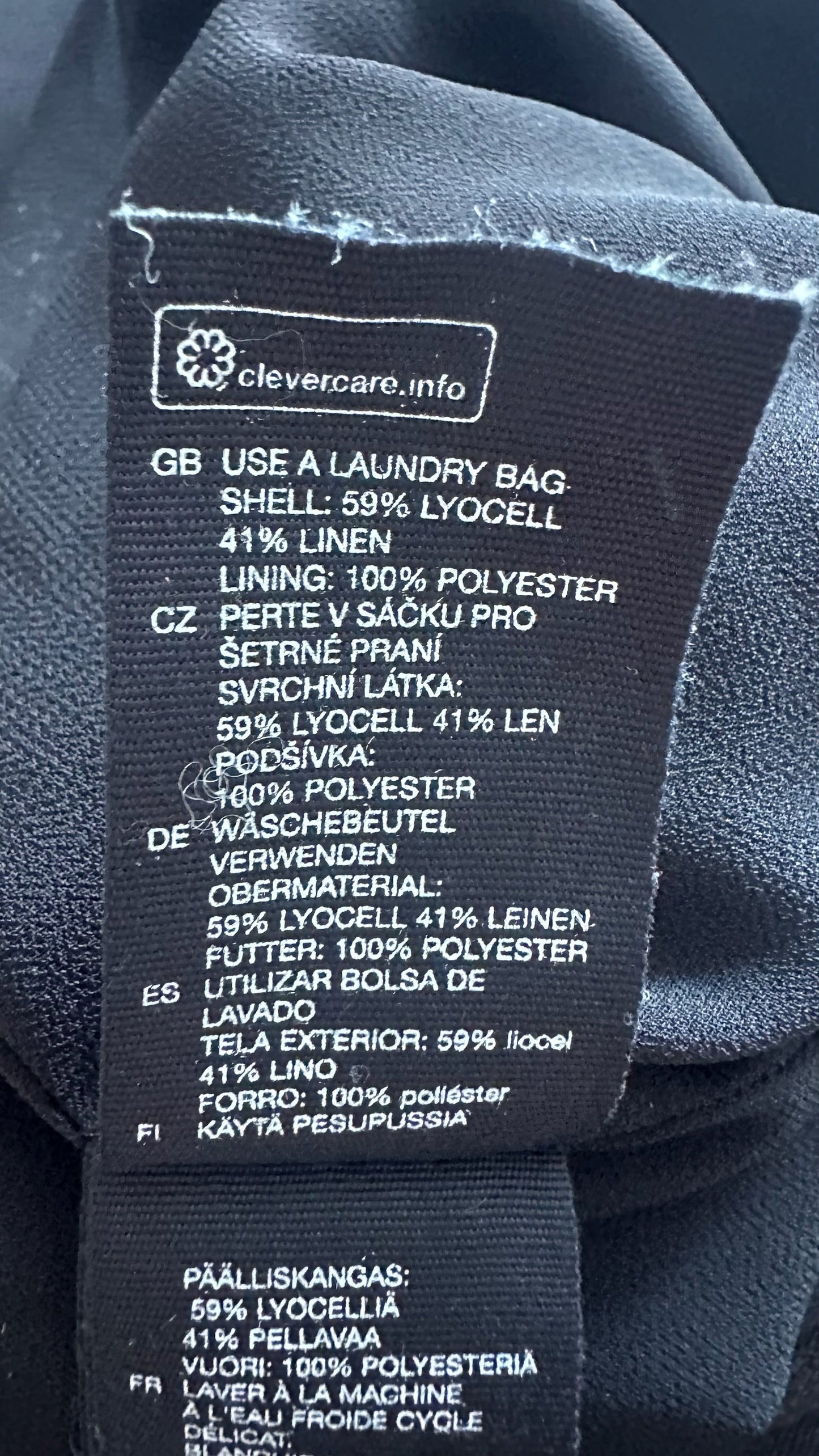 & other stories black button up linen blend dress small large UK 8 16 vgc