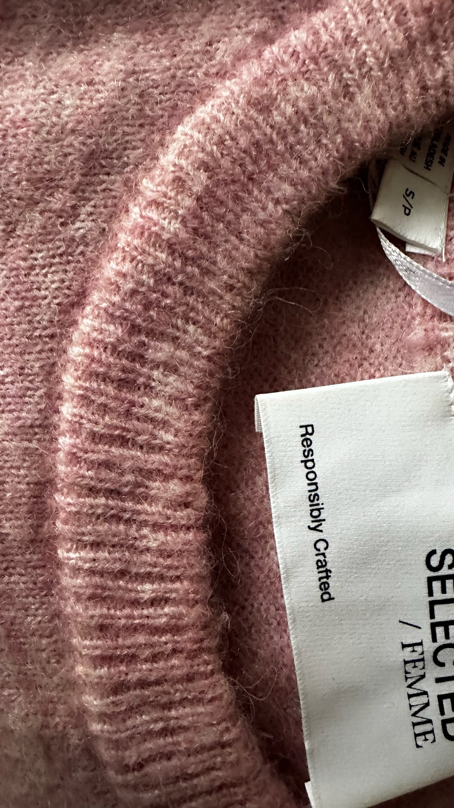 Selected femme @ Anthropologie pink cream green colour block alpaca blend knitted jumper small UK 8-10 vgc