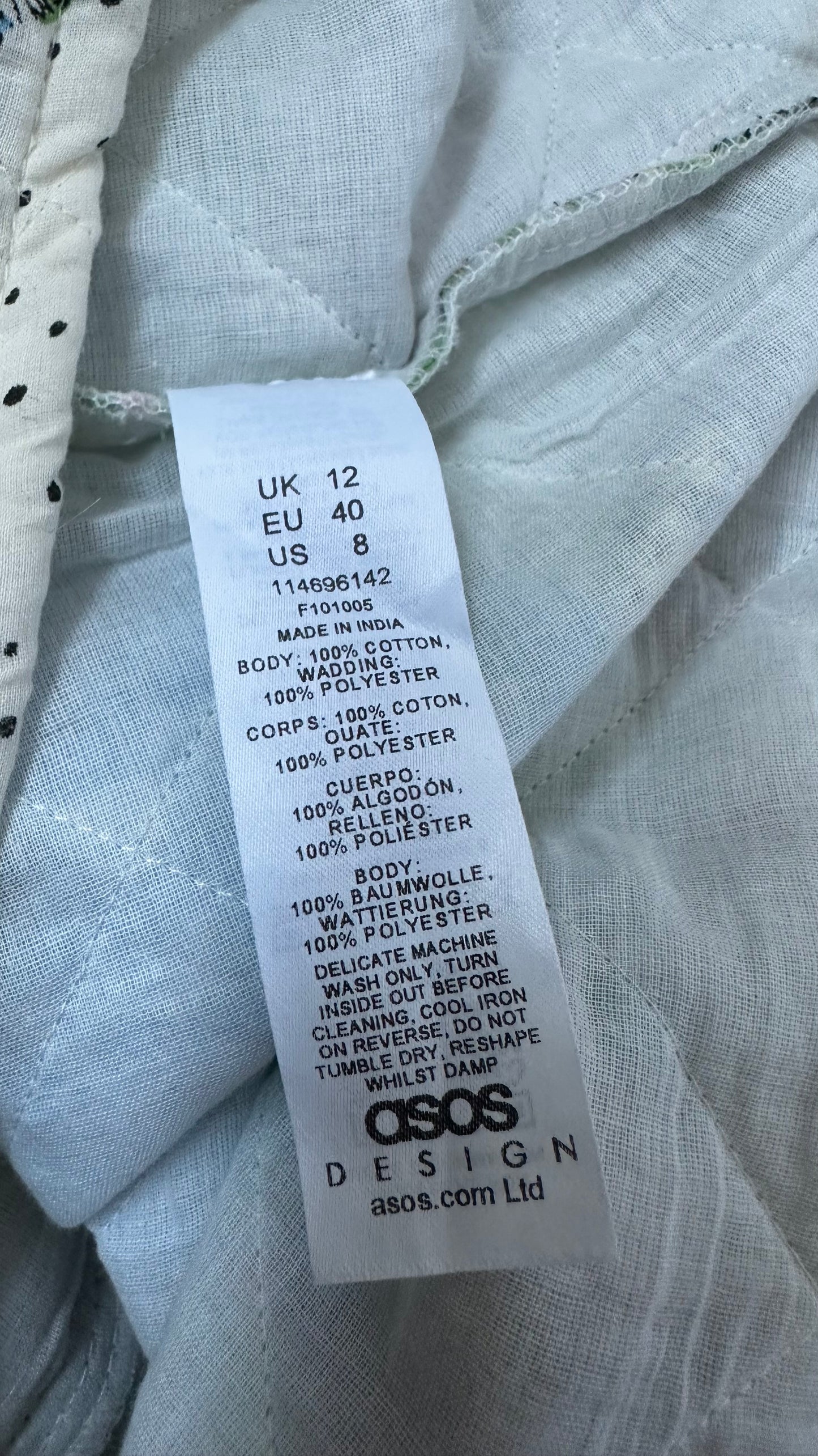 ASOS blue green patchwork quilted mini dress medium UK 12 vgc