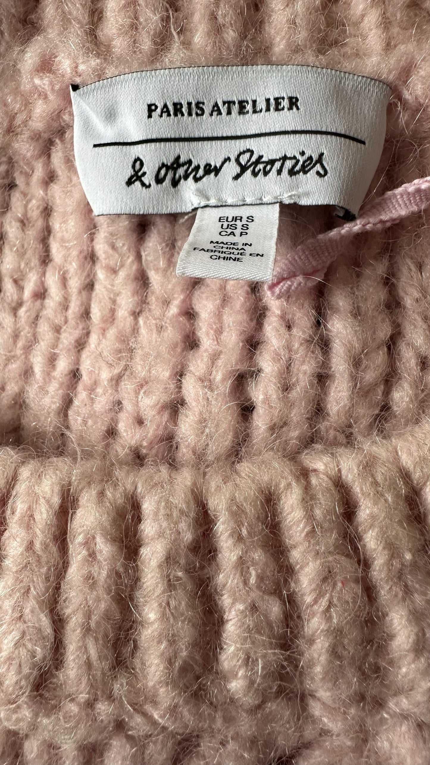& other stories rose pink knitted wool mohair blend jumper small UK 8-10 vgc w25