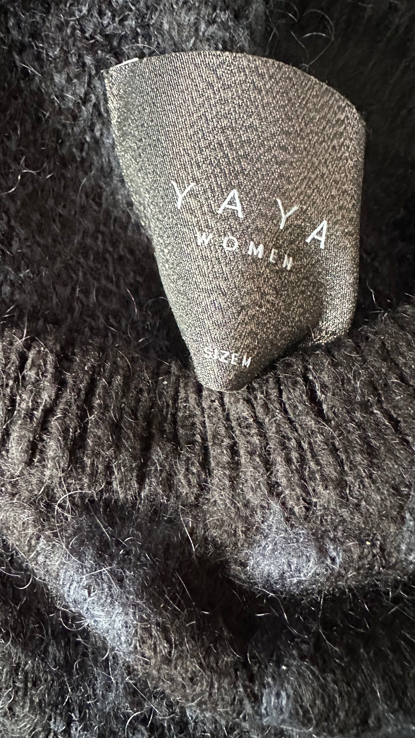 YAYA black blue animal print knitted mohair wool blend jumper medium UK 12 vgc w25