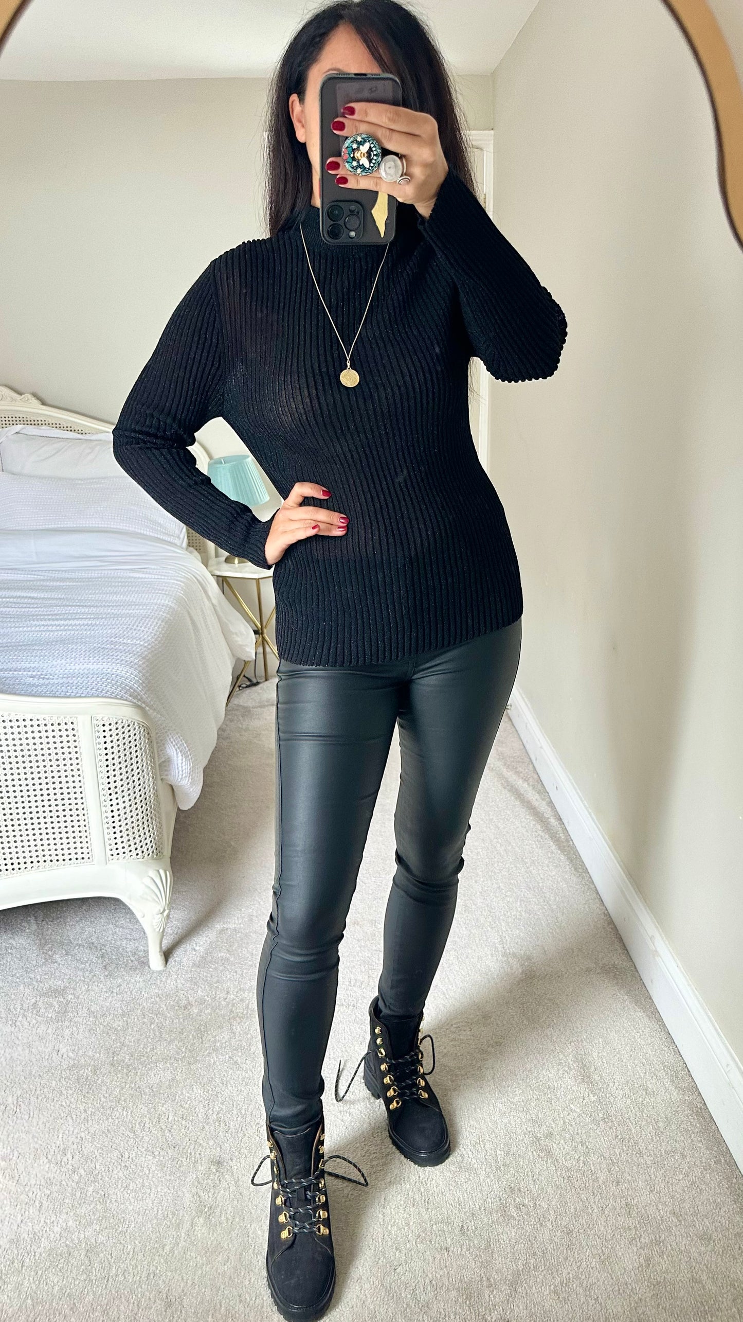 & other stories black sparkle roll neck large UK 12-14 vgc party
