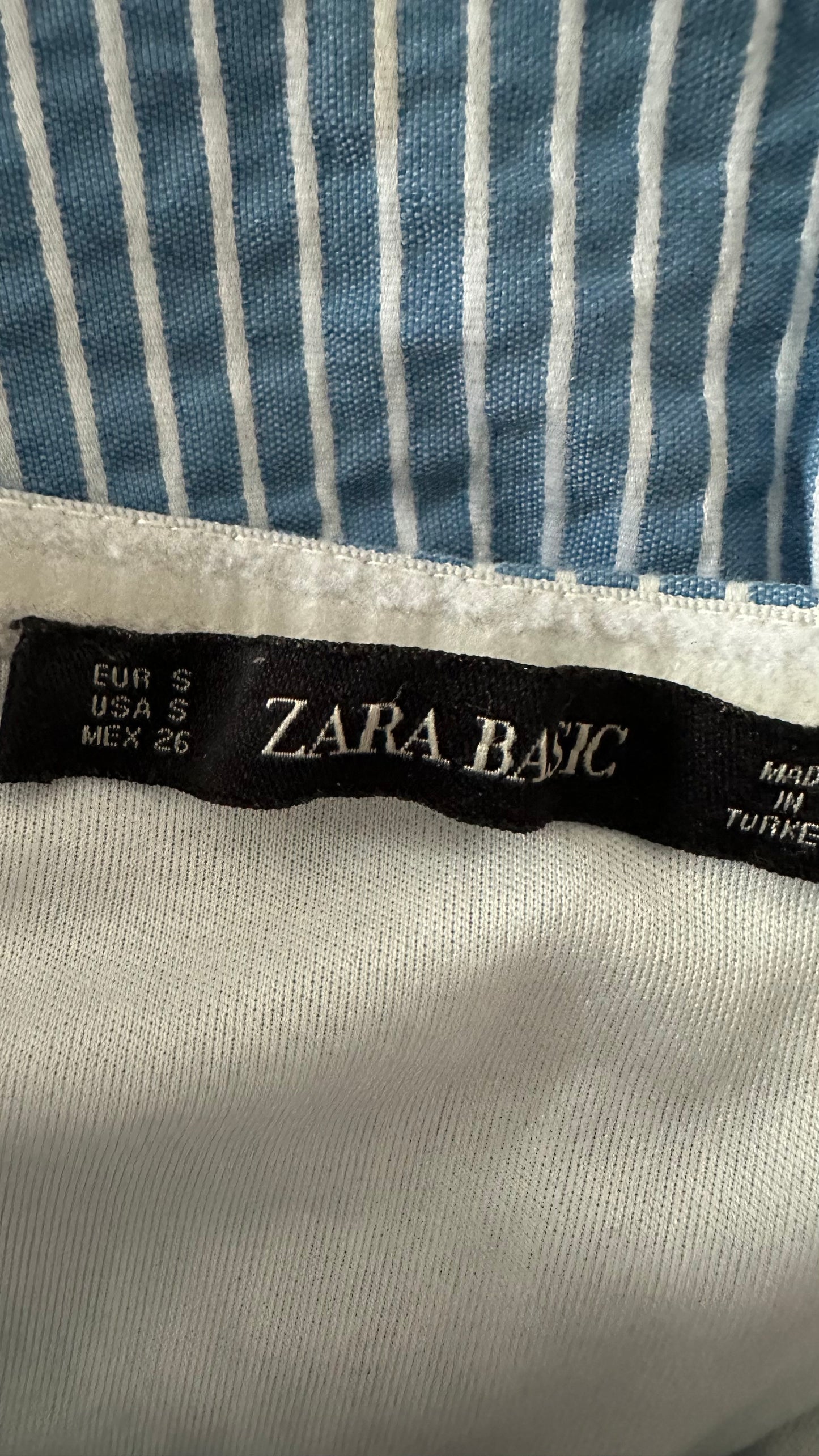 Zara light blue white stripe jumpsuit playsuit small UK 8 holiday vgc