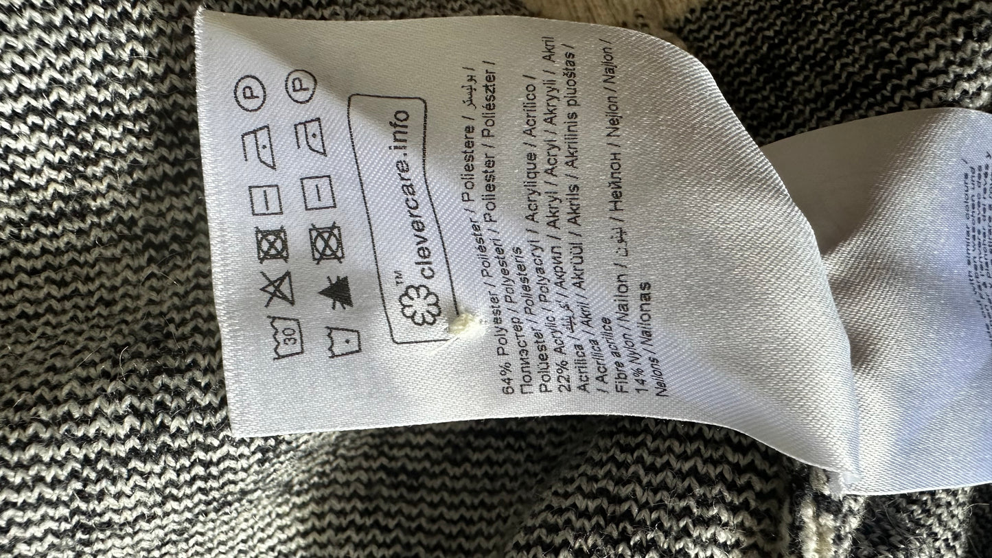 ICHI stone black ribbon bow print jumper cardigan medium UK 12 vgc