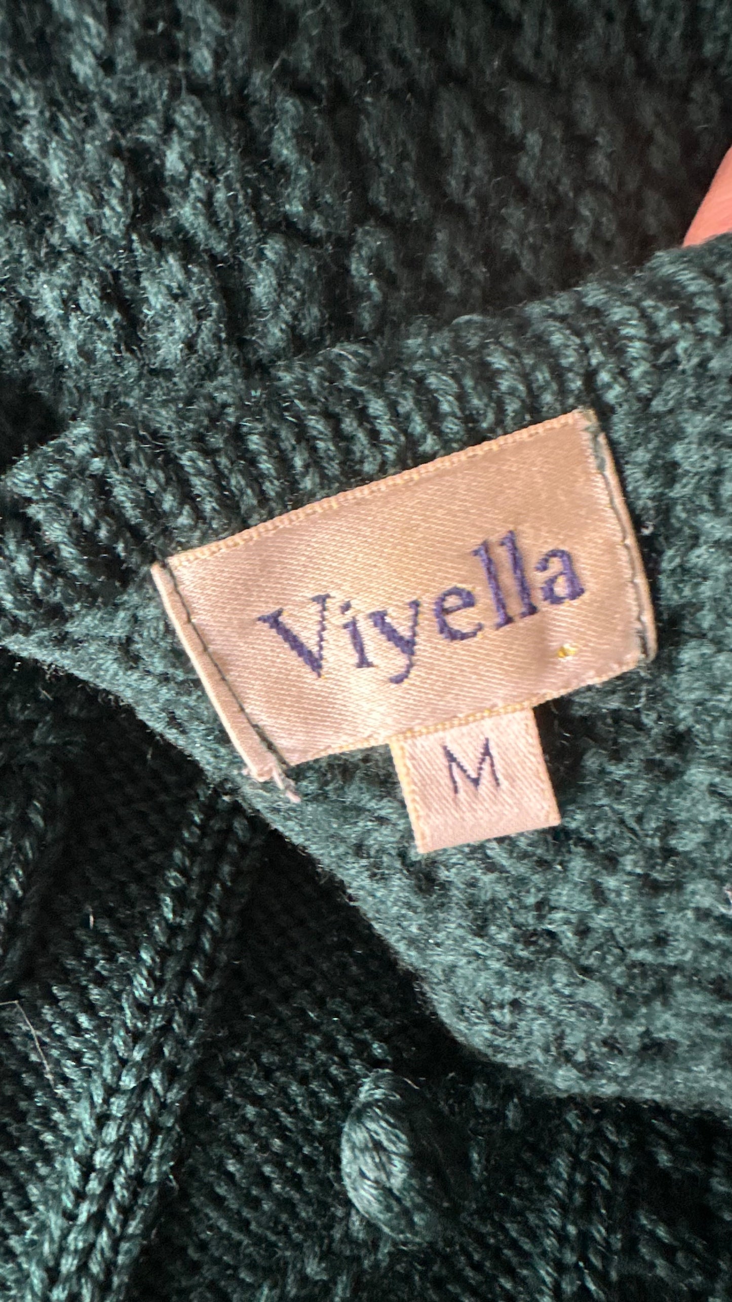 Viyella Green knitted merino wool cardigan jumper medium UK 10 vgc w25