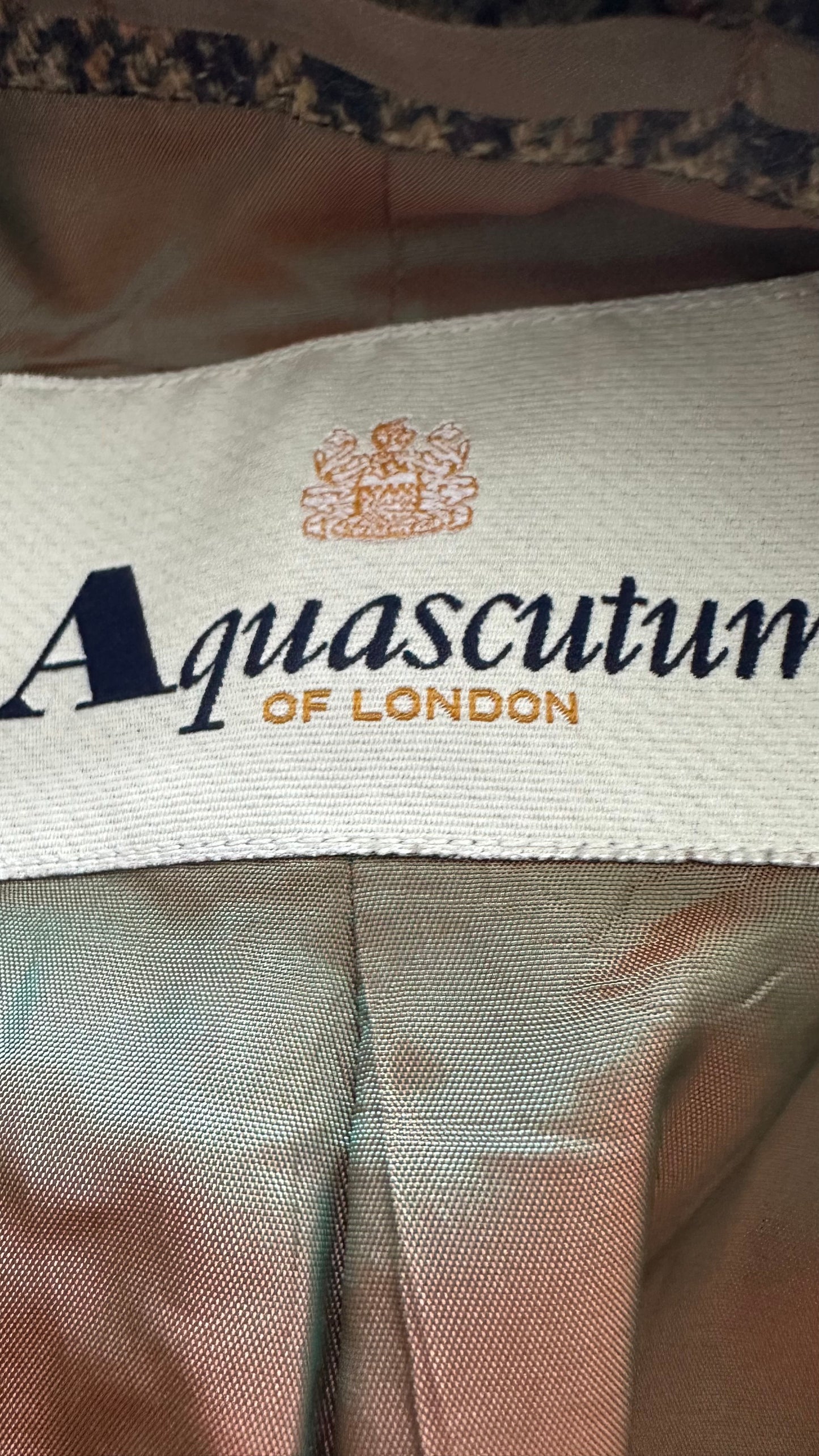 Aquascutum vintage beige brown gingham check blazer jacket small medium 100% wool vgc UK 8-10