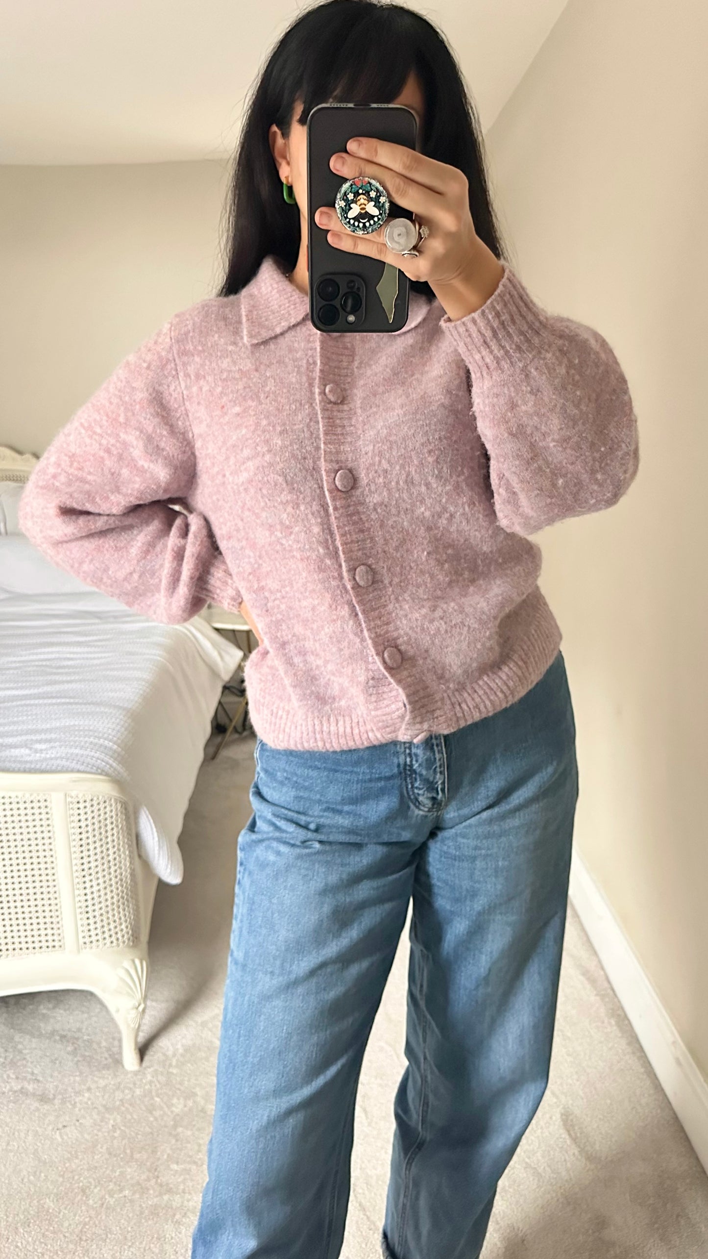 Selected Femme lilac alpaca blend cardigan jumper small medium UK 10 12 vgc