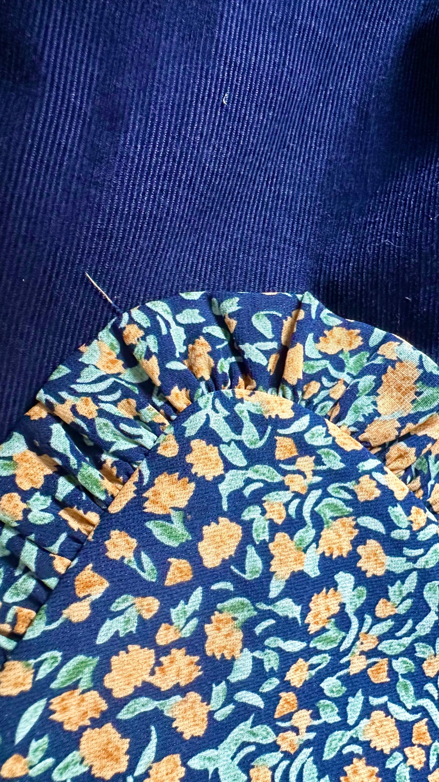Anthropologie navy blue orange floral collared mini dress small UK 8 vgc