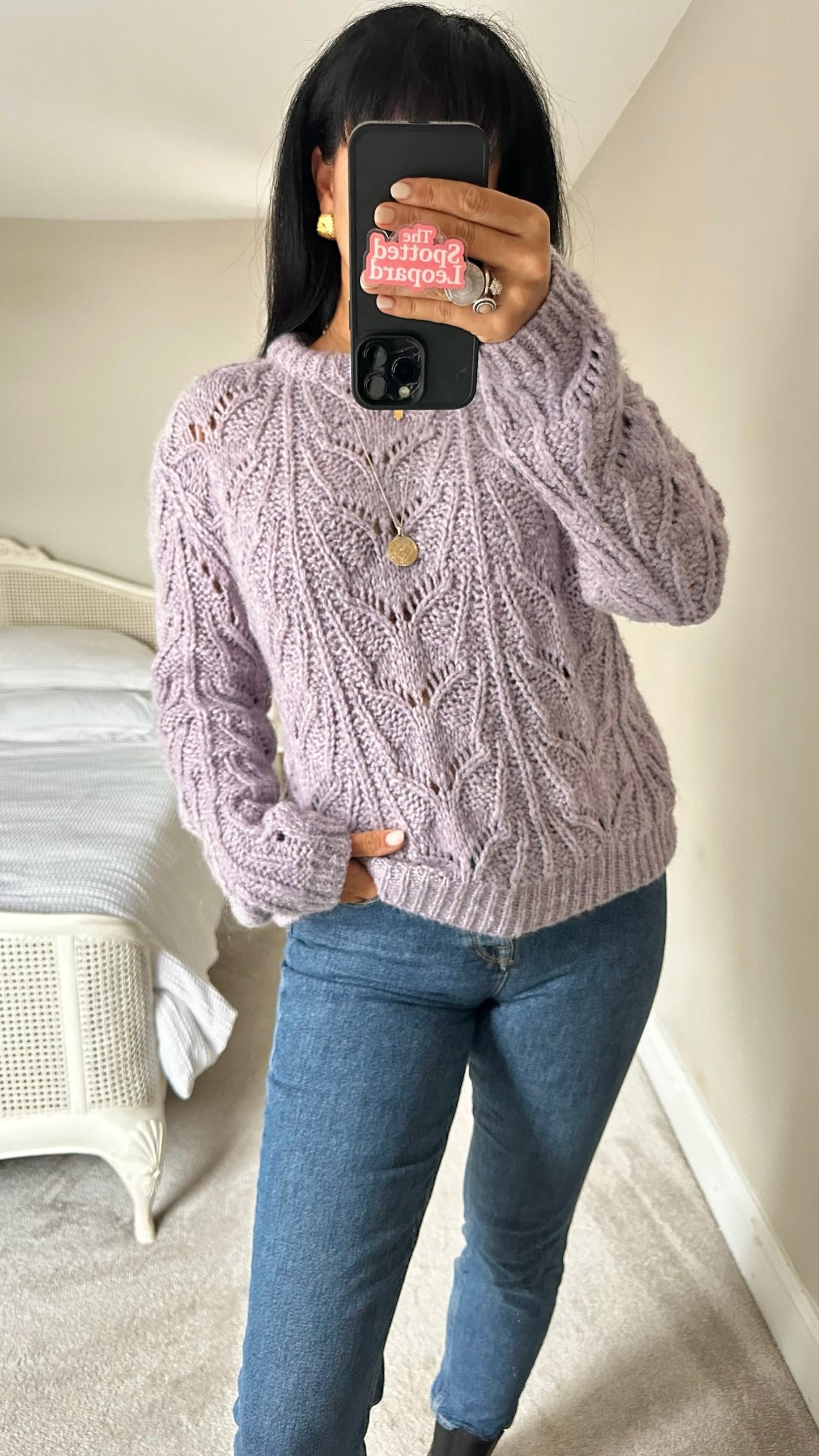 Nine Savannah Miller lilac mohair alpaca wool blend knit jumper large L UK 12 excellent used condition