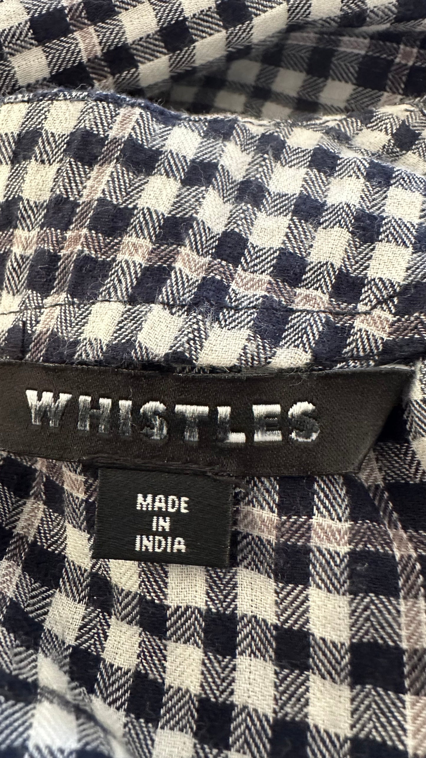 Whistles black white gingham check midi long dress small UK 10 vgc